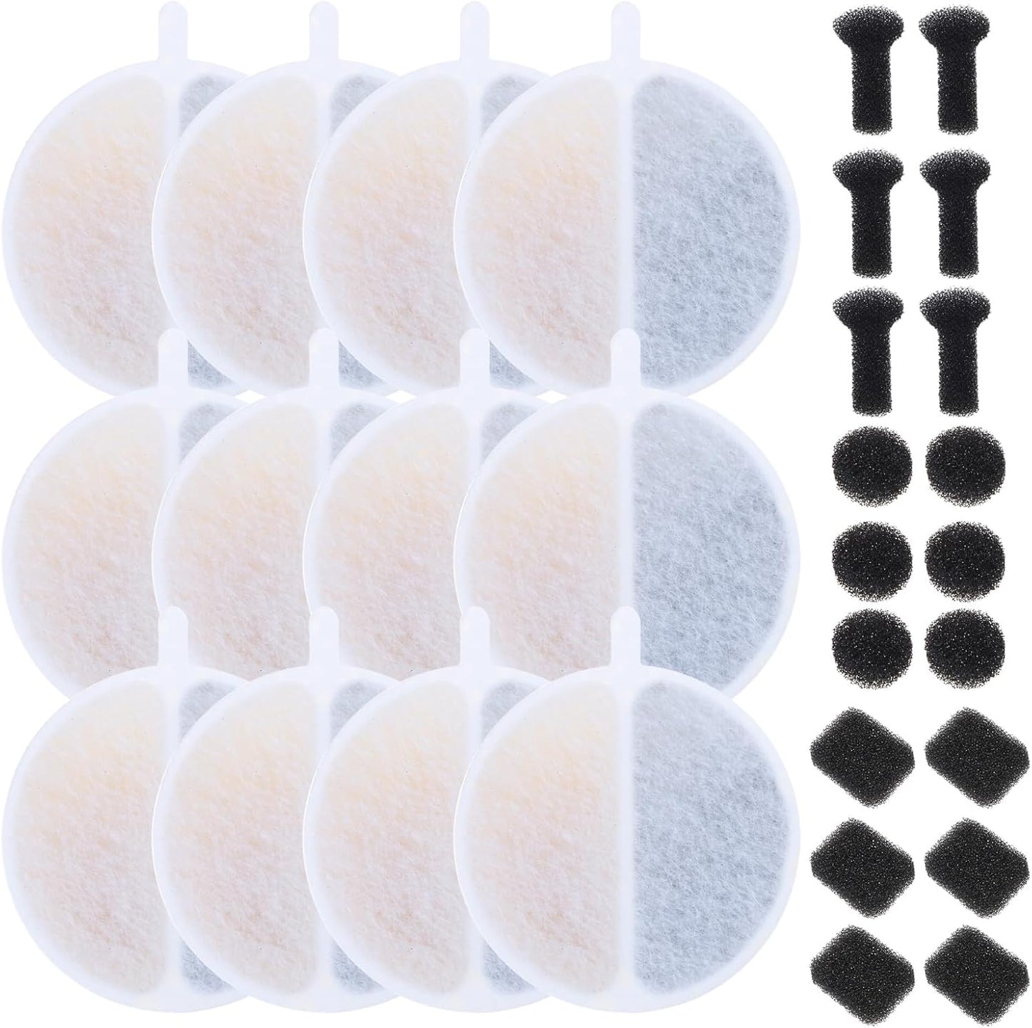 15/30pcs Replacement Filter Dogs Cats Water Drinking Fountain Replaces For Pet Water Fountain Easily To Install&Maintain Cats Filter And Sponges Pet Replacement Round