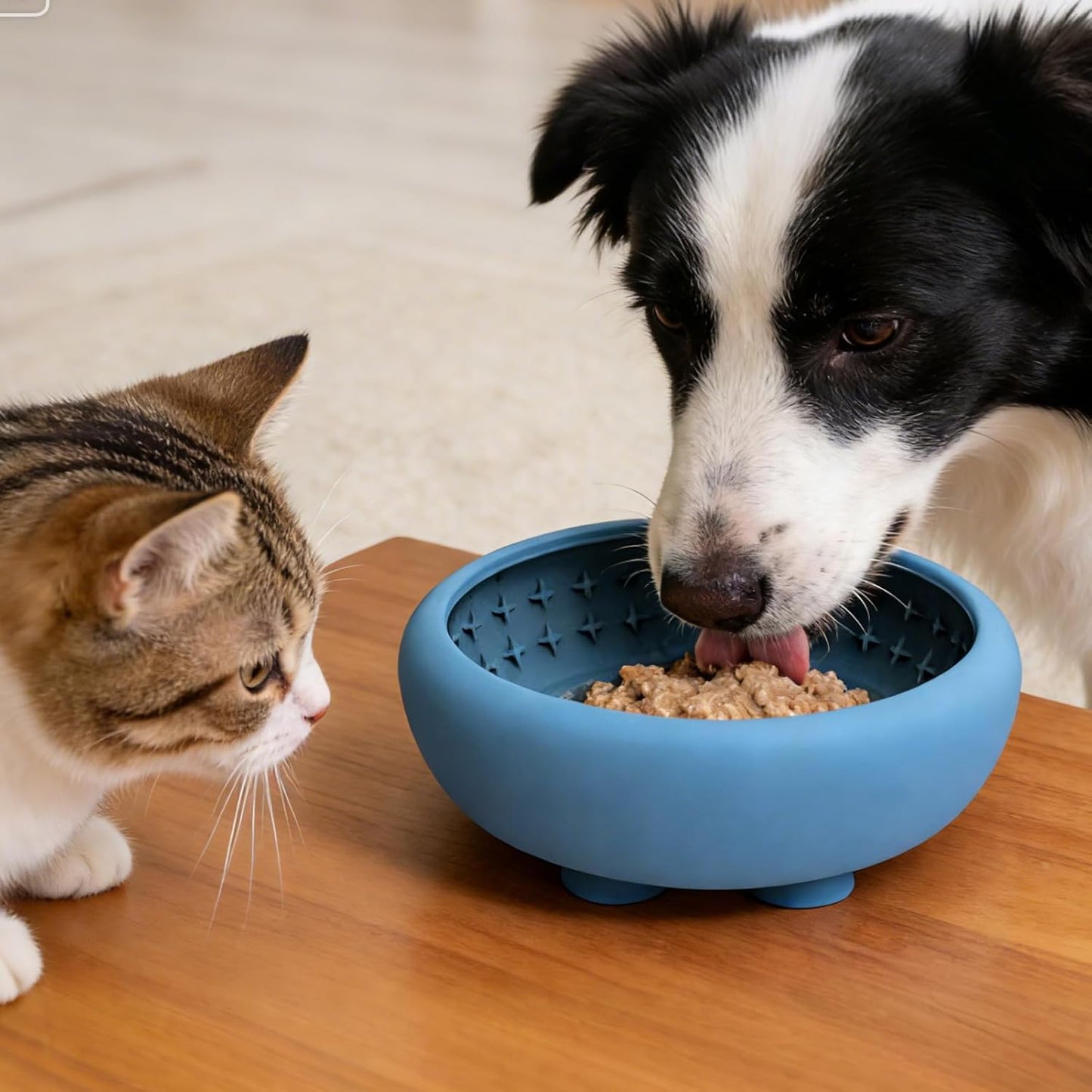Slow Feeder Bowl - Silicone Cat Dishes, Non-Slip Pet with Strong Suction, Dog Puzzle with Interactive Feeding, Puppy Medium Pet, Drinking Eating for Water Home Camping Outdoor