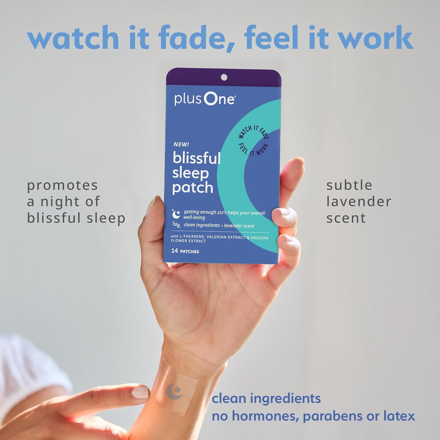 plusOne Blissful Sleep Patches – Magnesium and L-Theanine Patches to Promote Relaxation & Restful Sleep – Herbal, Vitamin-Infused Formula – Easy Peel & Stick – 14 Count