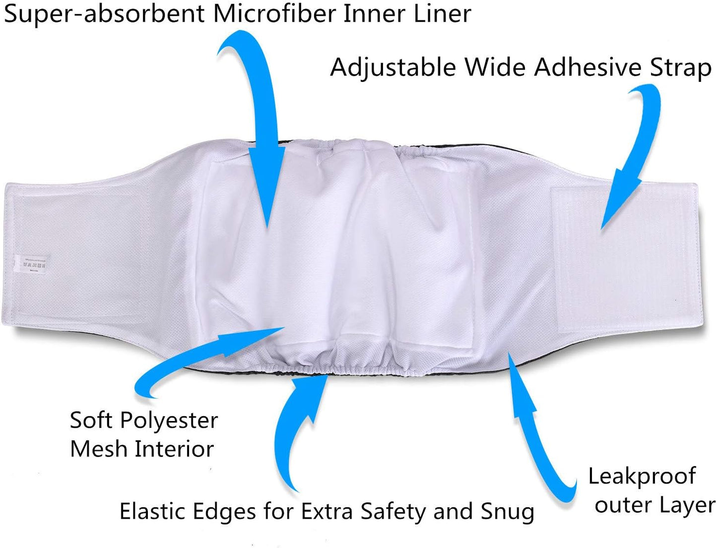 Teamoy 3pcs Reusable Wrap Diapers for Male Dogs, Washable Puppy Belly Band (2XL, 29"-34" Waist, Black+ Gray+ Blue)