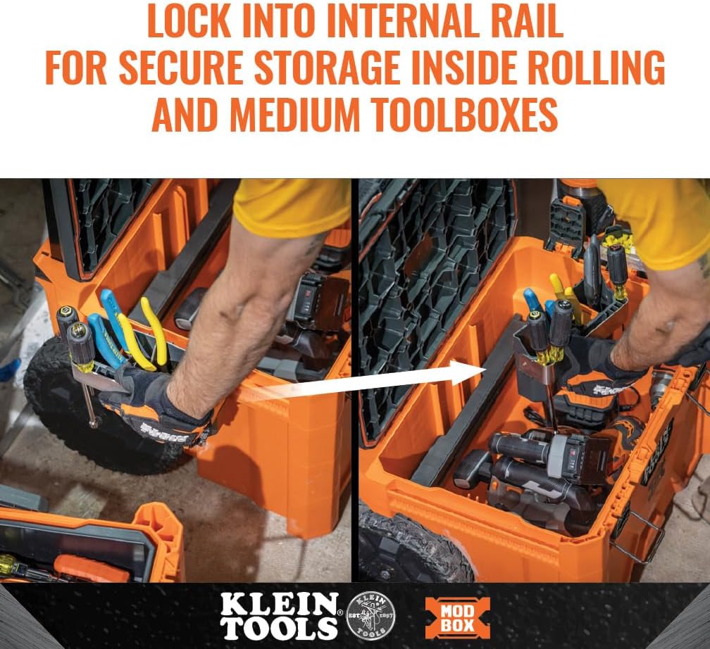 Klein Tools 54814MB MODbox Tool Carrier, Modular Tool Storage System Side Mounting Accessory, Easy One-Handed Attachment and Slim Profile