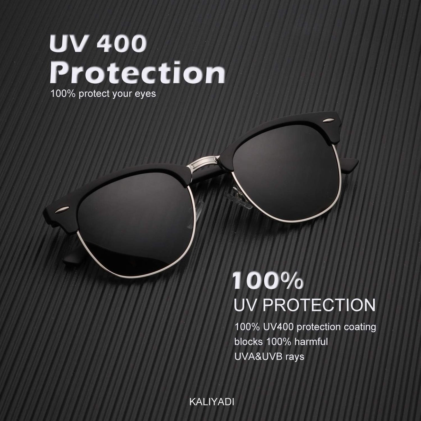 KALIYADI Sunglasses Men Polarized Sunglasses for Men Women Unisex Semi-Rimless Frame Retro Driving Sun Glasses UV Blocking