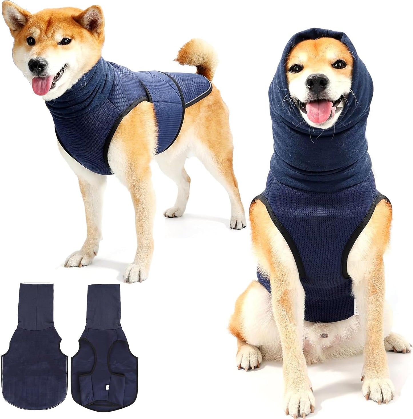 Dog Anxiety Vest, Reflectiveanxiety Vest for Dogs, Breathable Dog Calming Vests with Hoodie, Adjustable Dogs Anxiety Jacket for Thunderstorms Fireworks Vet Visits Separation
