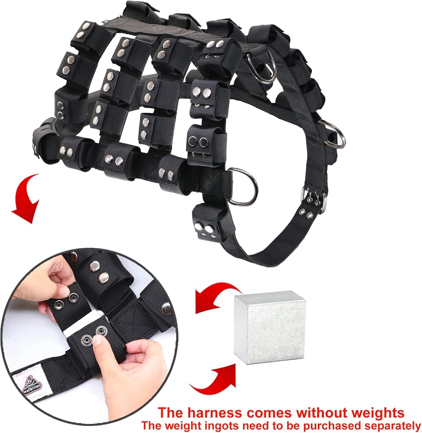 Dog Harness for Small Medium Large Dogs No Pull, Dog Weighted Vest, Tactical Dog Harness for Pit Bulls with Pockets (Adjustable Weight) - Weight Loss, Exercise, Walking, Muscle