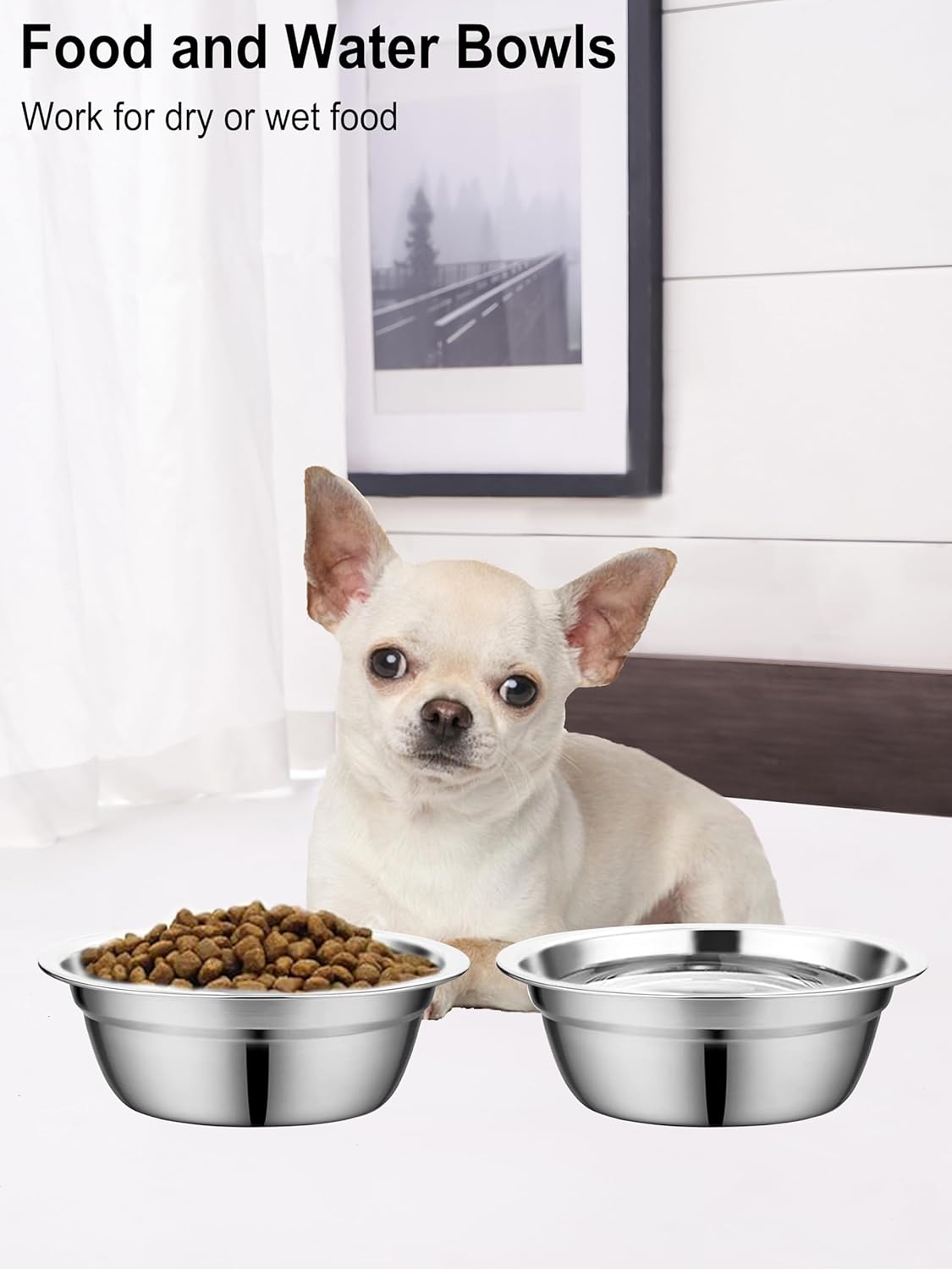 VENTION Stainless Steel Small Dog Food Bowls, Set of 2 Outer Dia. 6.1 in Replacement Dog Bowls for Raised Station(2 Cup)