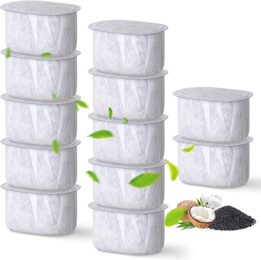 12 Pack Cat Water Fountain Replacement Filters with Sponges Compatible with W300&W300B&W500&W500B Automatic Pet Fountain 71oz/2L and 118oz/3.5L Dog Water Bowl Drinking Dispenser