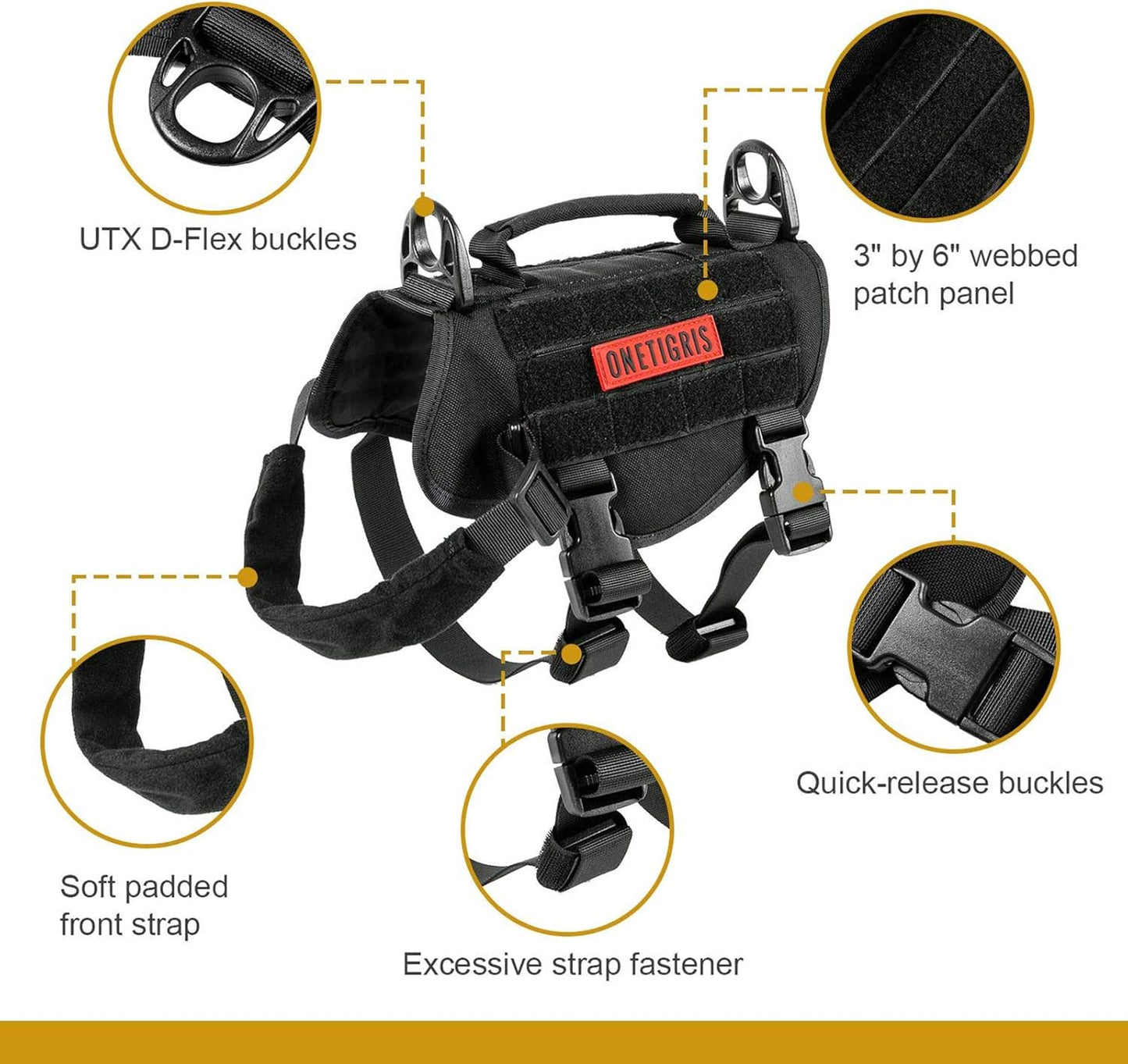 OneTigris Tactical Dog Harness,Puppy Harness with Handle, Military Vest for Small Dogs Outdoor Easy Control Training Walking