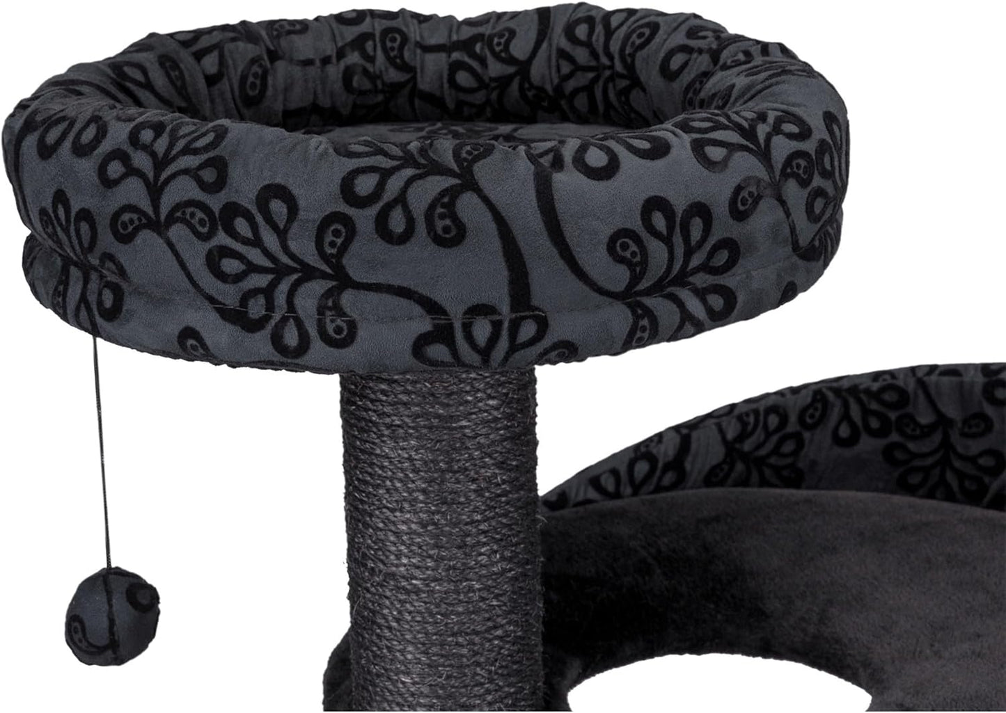 TRIXIE Filippo 50-in Cat Tower, Sisal Scratching Posts, Cat Tree with Hammock, Platforms, Bed, Dangling Cat Toys, Black