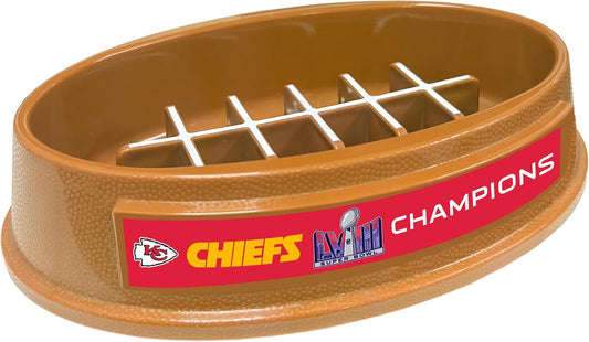 Pets First NFL Superbowl Champion Dog Super-Bowl - Slow Feeder, Dog Bowl. Football Design Slow Feeding Cat Bowl for Healthy Digestion. Non-Slip Pet Bowl for Large & Small Dogs & Cats