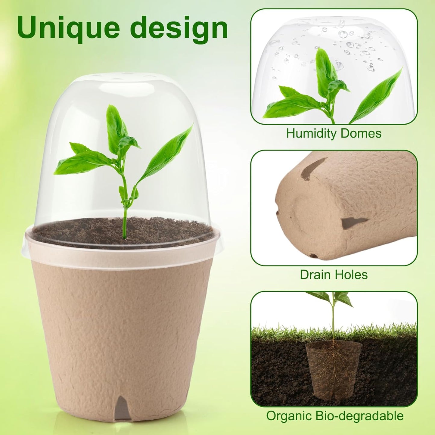 36 Set 3.15 Inch Peat Pots Plant Starters for Seedling with Humidity Dome,Herb Seed Starter Pots Kits, Garden Germination Nursery Pot wit 36 Plant Labels, 2 Transplant Tools.