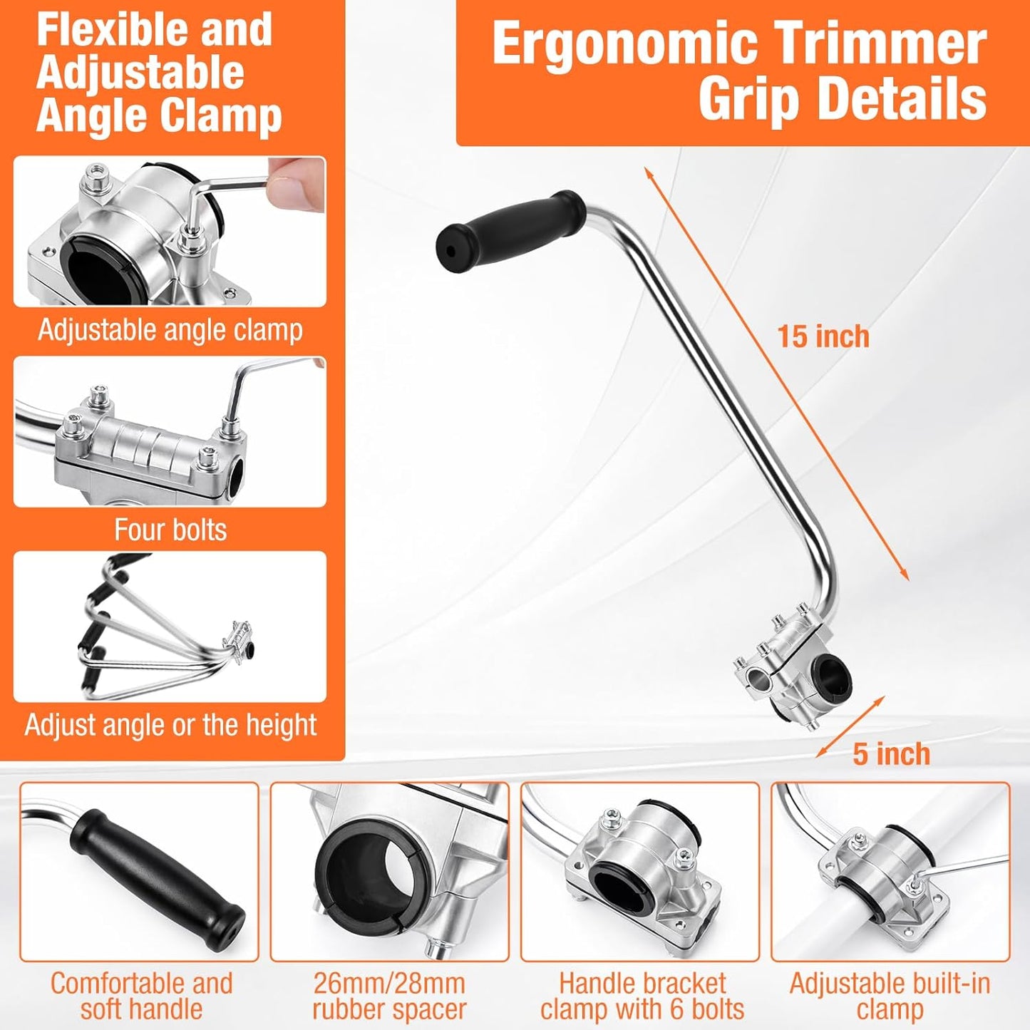 Trimmer Shoulder Strap Padded Universal Adjustable, String Trimmer Harness, Nylon Double Shoulder, Ergonomic Handle Grip for Weed Trimmers, Extension for Lawn Care, Landscaping