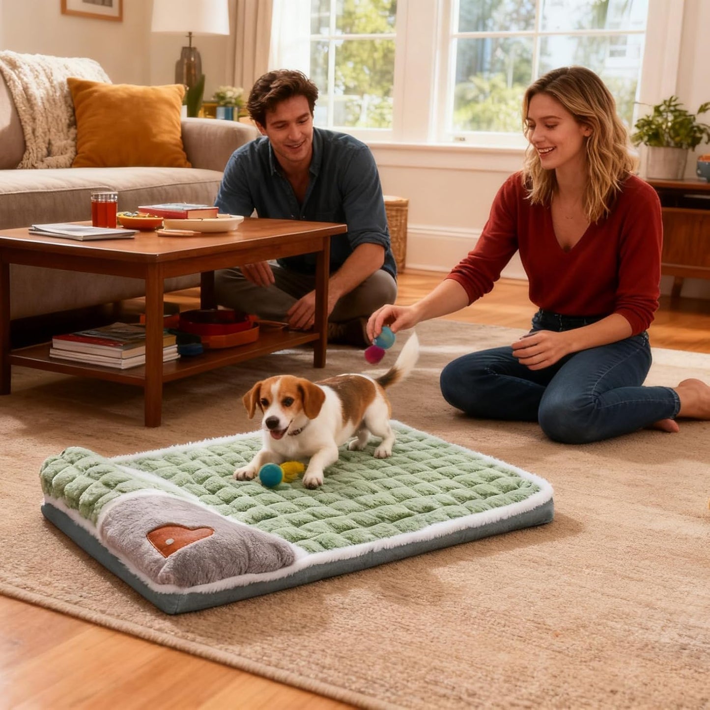 Cat Cushion - Back Support Machine Washable, Indoor Dog Cat Plush Pad, Travel Shelter Backyard Balcony RV Kennel, Sofa Floor Small Medium Large Breeds