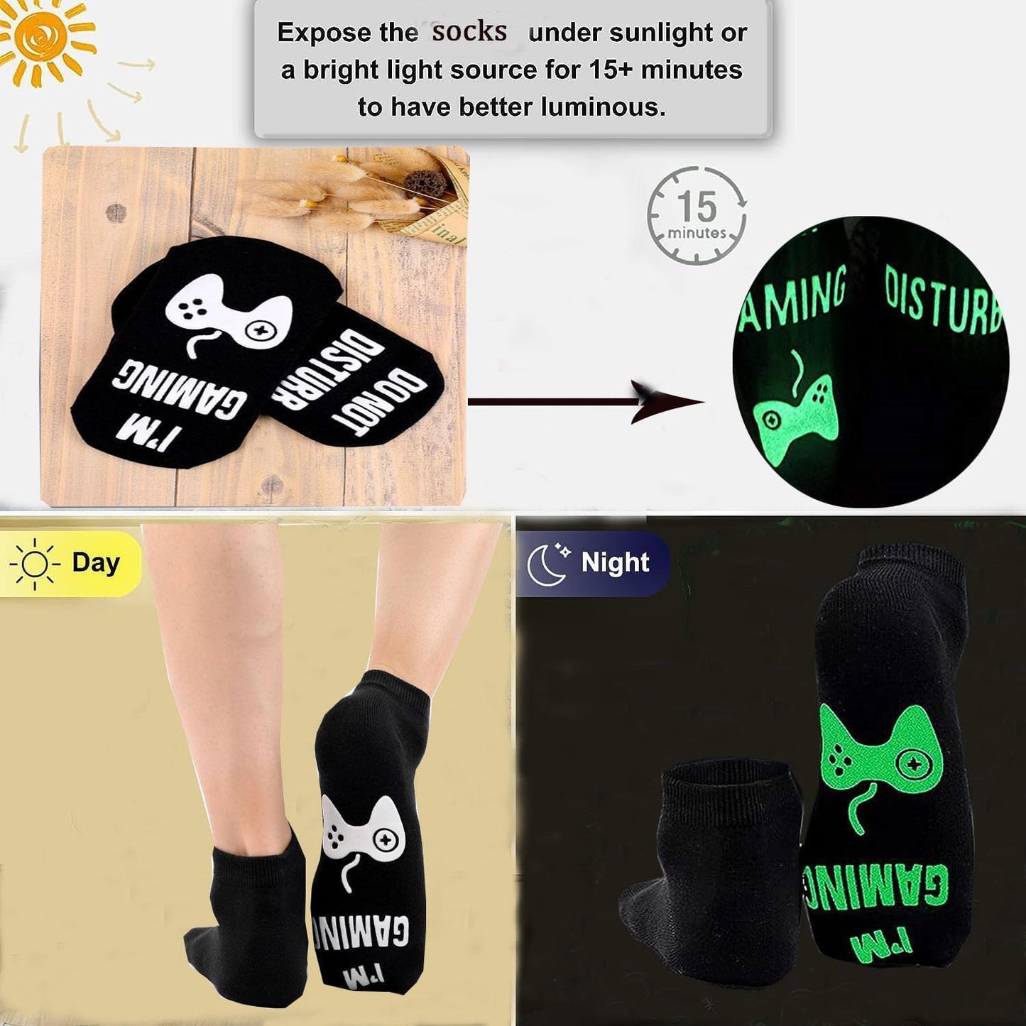 Gaming Sock, Do Not Disturb I'm Gaming,Gaming Socks for Teen Boys Gamer with Glowing, Novelty Socks for Men Dad Father Women