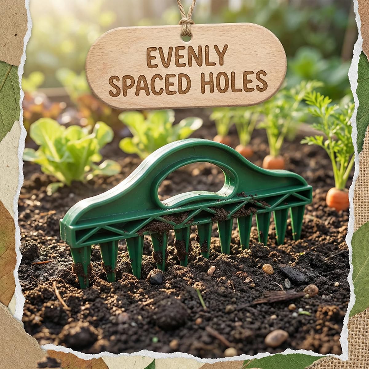 Seed Planter Tool Bulb Planters Dibbler Gardening Tool Seed Spacing Tool Seed Planting Tool for Garden Beds, Raised Beds & Pots | Fixed Spacing, Precise Dibbling for Effortless Seed Planting