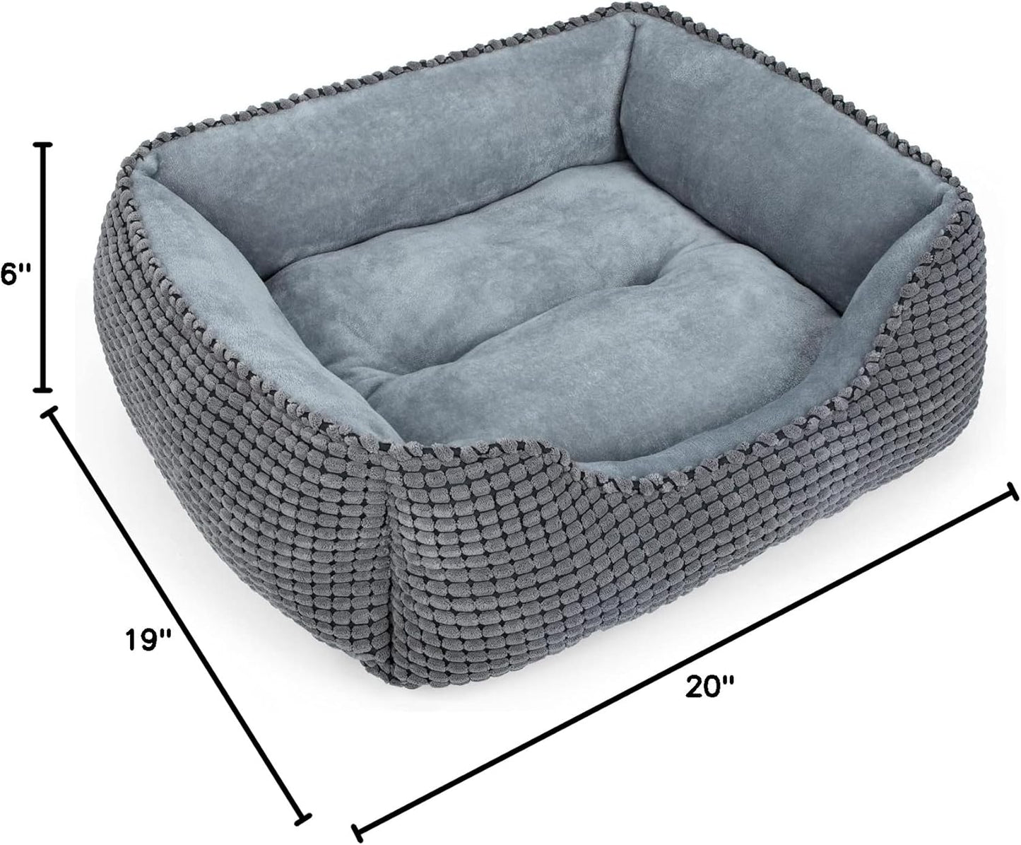 MIXJOY Dog Bed for Large Medium Small Dogs, Rectangle Washable Sleeping Puppy Bed, Orthopedic Pet Sofa Bed, Soft Calming Cat Beds for Indoor Cats, Anti-Slip Bottom with Multiple Size (30-Large, Grey)