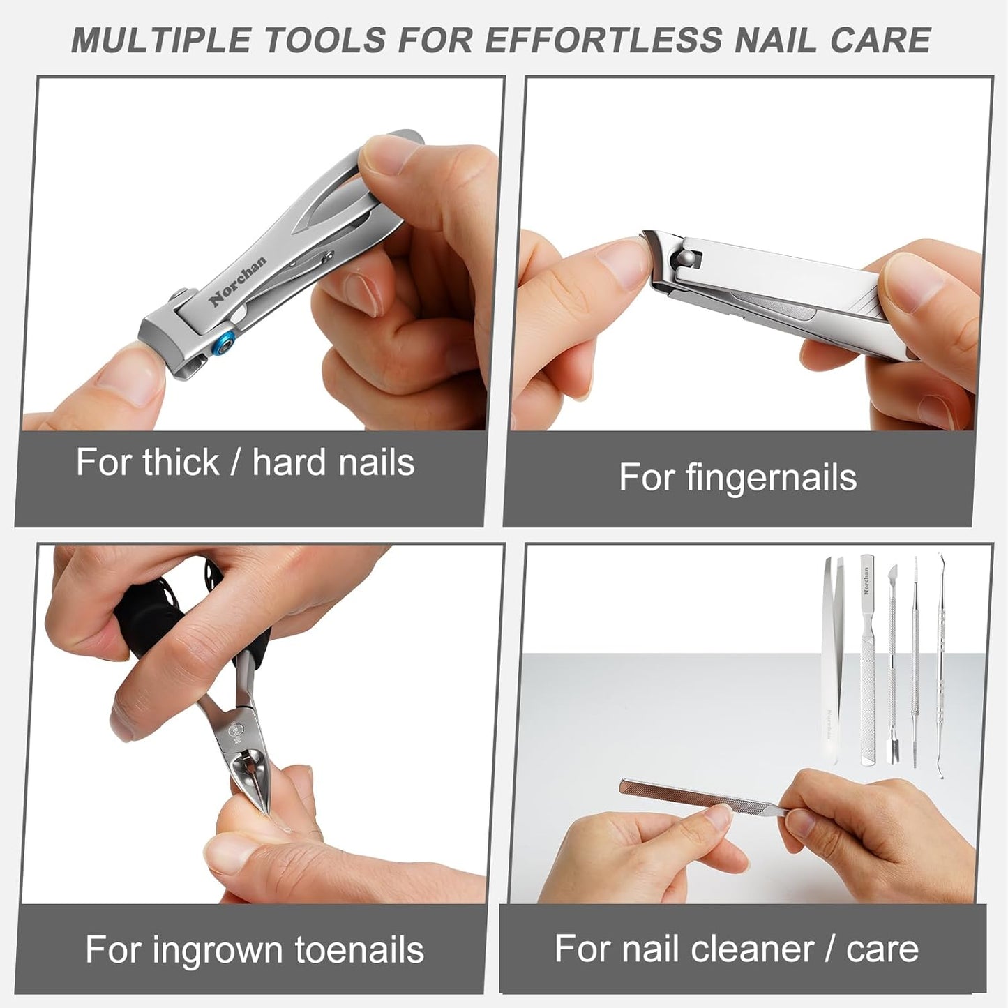 Nail Clippers Kit, 8-Piece Stainless Steel Toenail & Fingernail Clipper with Nail File & Cleaner, Precision Sharp Blade for Easy Clean Cut, Ideal for Men, Women, Seniors, Gift Pack