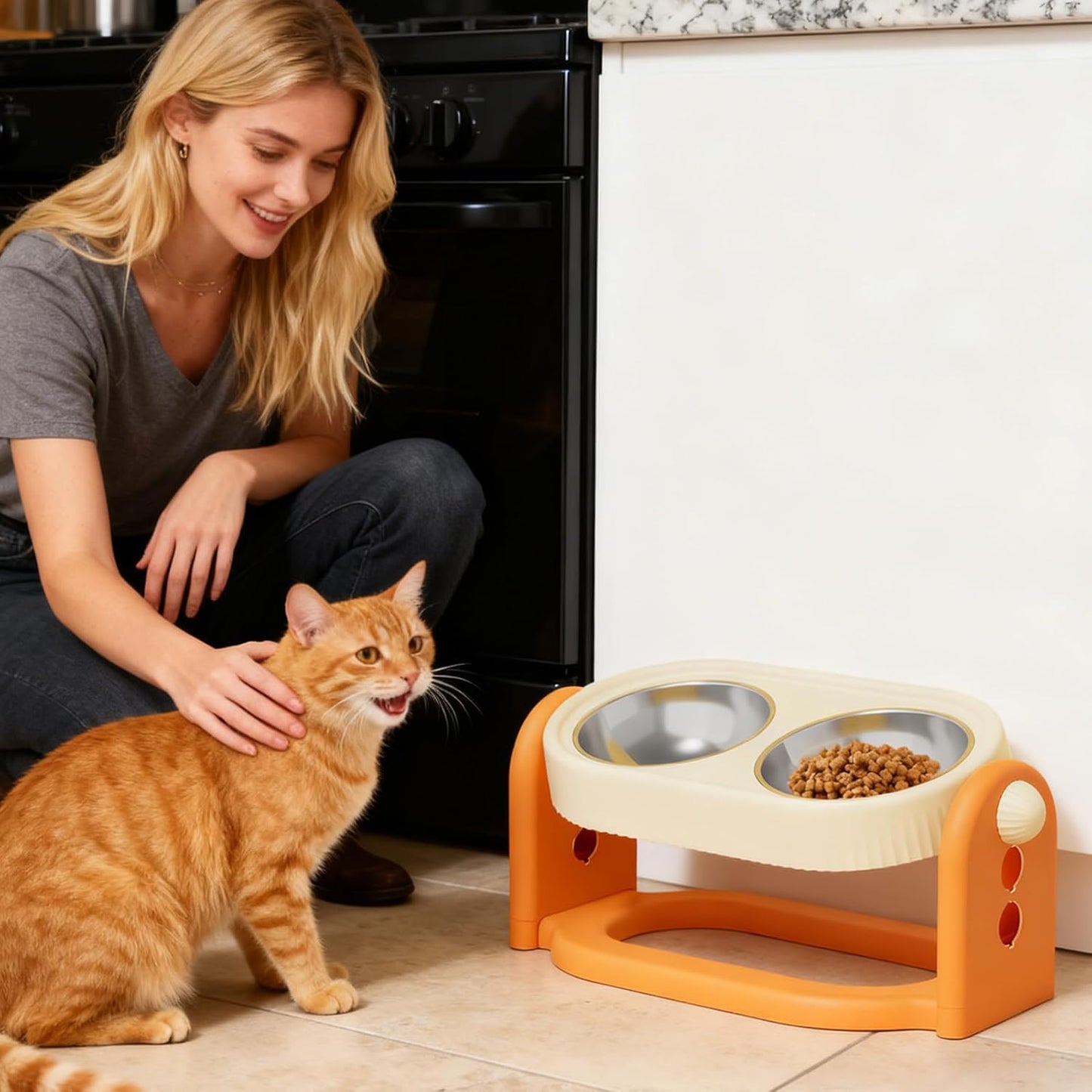 Multi Height Feeding Station, Portable Animal Meal Rack, Removable Dish with Support, Lightweight Puppy Kitten Food Water Holder, Bowl with Sleek Design, Accessory for Indoor Outdoor