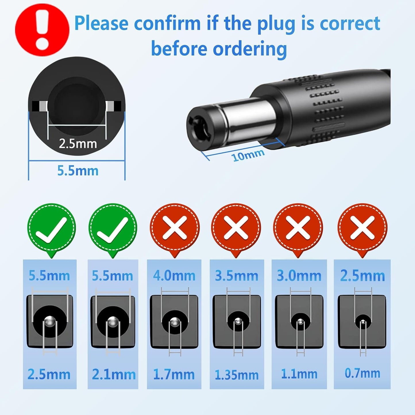 5V 5A Power Supply Adapter 25W AC 100-240V to DC Wall Power Supply Converter with 5.5x2.5mm/2.1mm Plug for LED Pixel Strip Light CCTV Camera Security System