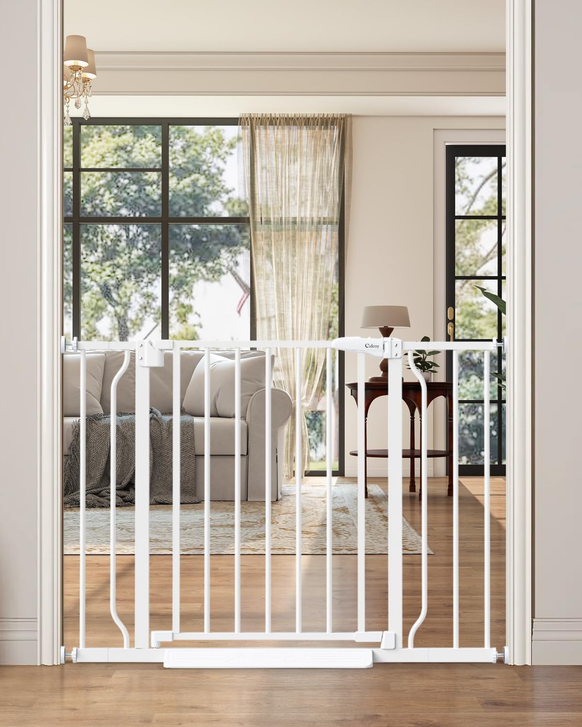 Baby Gate No Drilling, 29"-40" Auto Close Dog Gate Indoor for Doorways & Stairs, Pressure Mounted Adjustable Pet Gate, Easy Walk Through Child Gate for Children & Pets Stroller Friendly, White