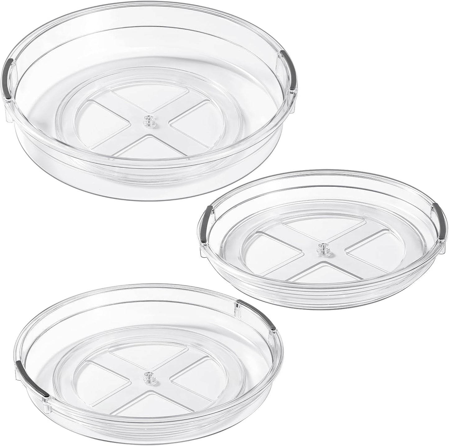 LAMU 3 Pack Lazy Susan Organizer Turntable for Cabinet, Pantry Organizers and Storage, Rotating Condiment Organizer for Kitchen, Table Top, Fridge, Countertop, Spice Organization, 9.25'' 10.6'' 12''