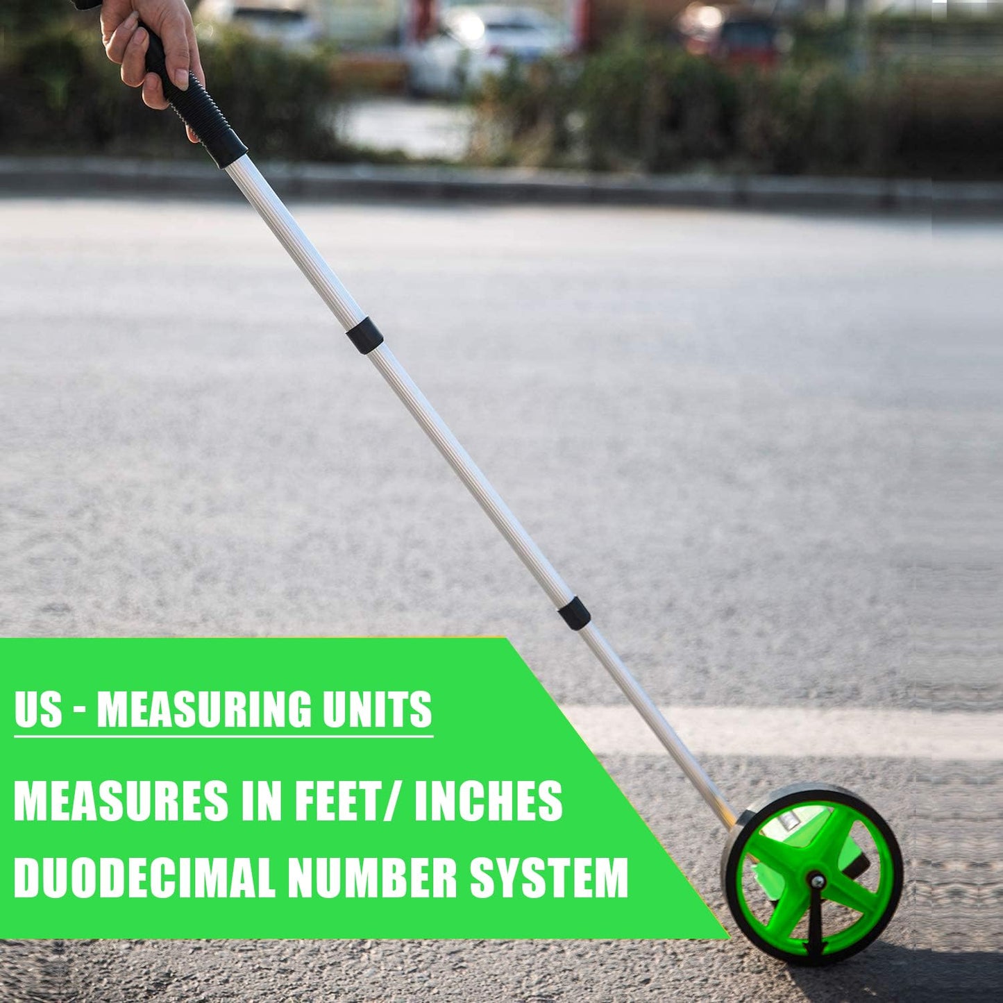 Zozen Measuring Wheel, Green 6Inch Measure Wheel, Distance Measuring in Feet and Inches, Rolling Measurement [Up to 10,000Ft], Telescopic/Mechanical/One Key to Reset, Include Carrying Bag.