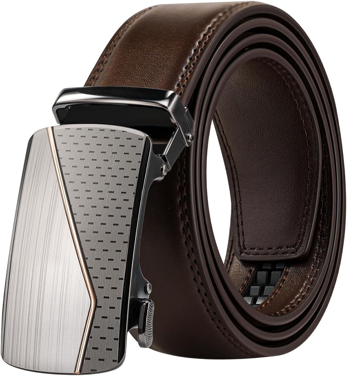 Ratchet Belts for Men, Dress Ratchet Belt Genuine Leather 1 3/8", Mens Belt with Automatic Alloy Buckle