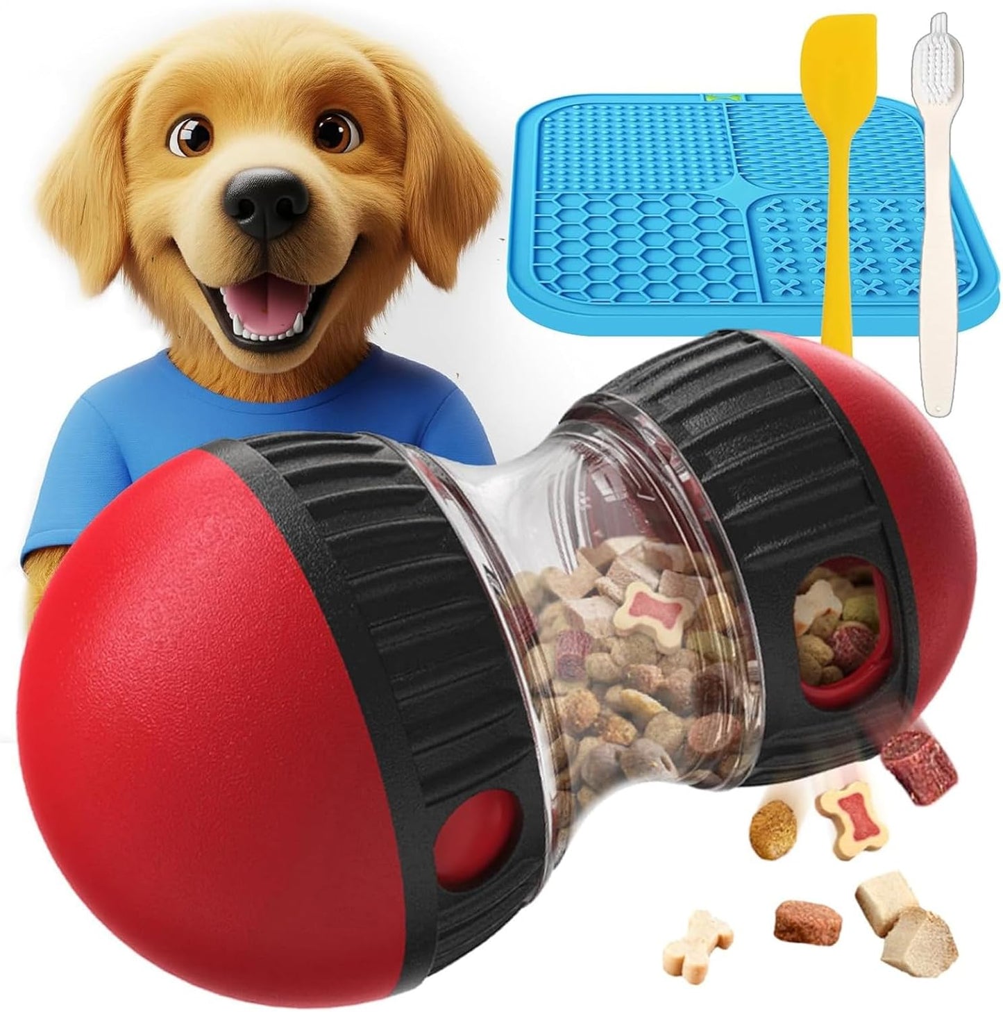 Adjustable Treat Dispenser Dog Puzzle Feeder for Small/Middle/Big Breeds - Funny Slow Feeder Puppy Enrichment Training Toy Pet Interactive Toys Lick Mat Dogs to Keep Dog/Cat Busy