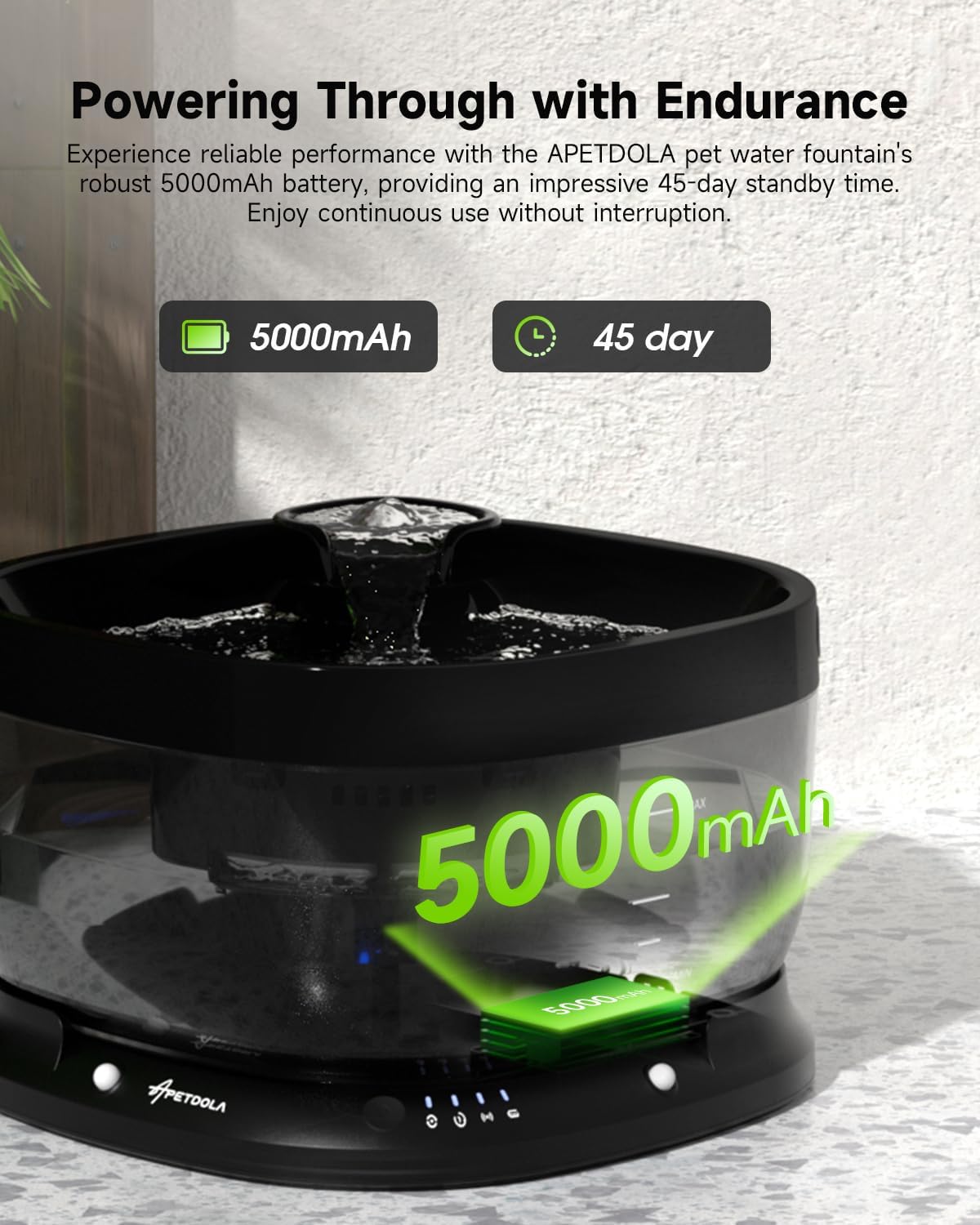 Wireless Dog Water Fountain,Battery Operated Dog Water Dispenser with Motion Sensor, 237 oz/ 7L Cordless Fountain Water Bowl 3 Work Modes for Large Dogs Cats Multi-Pets - FP30