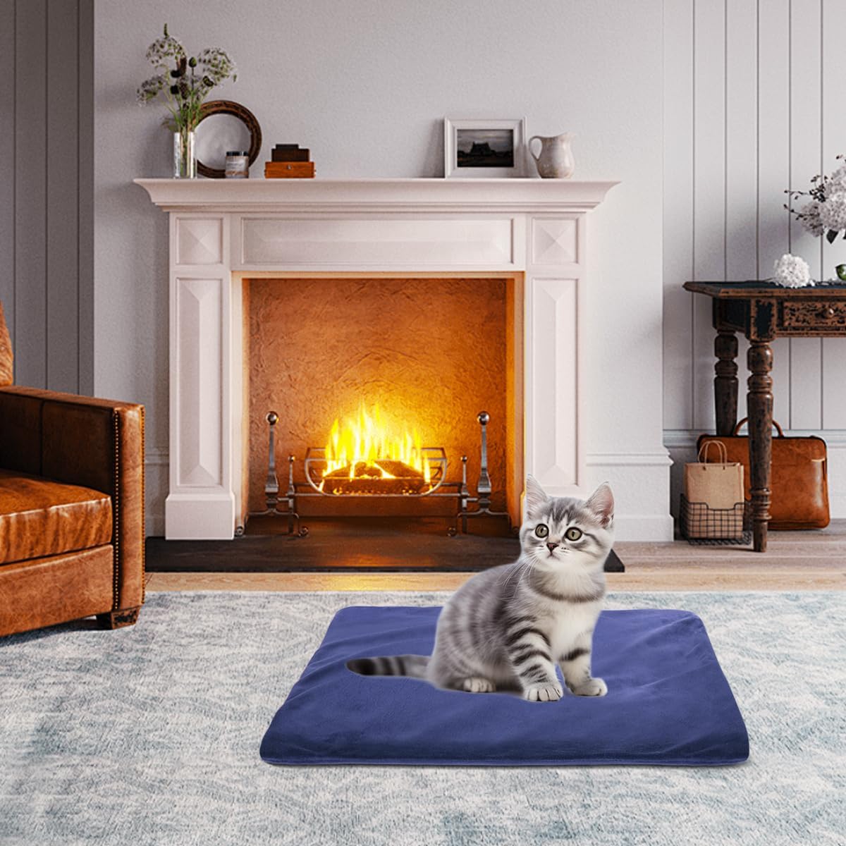 RIOGOO Pet Heating Pad, Electric Heating Pad for Dogs and Cats Indoor Warming Mat with Auto Power Off (S: 17.5"x14")
