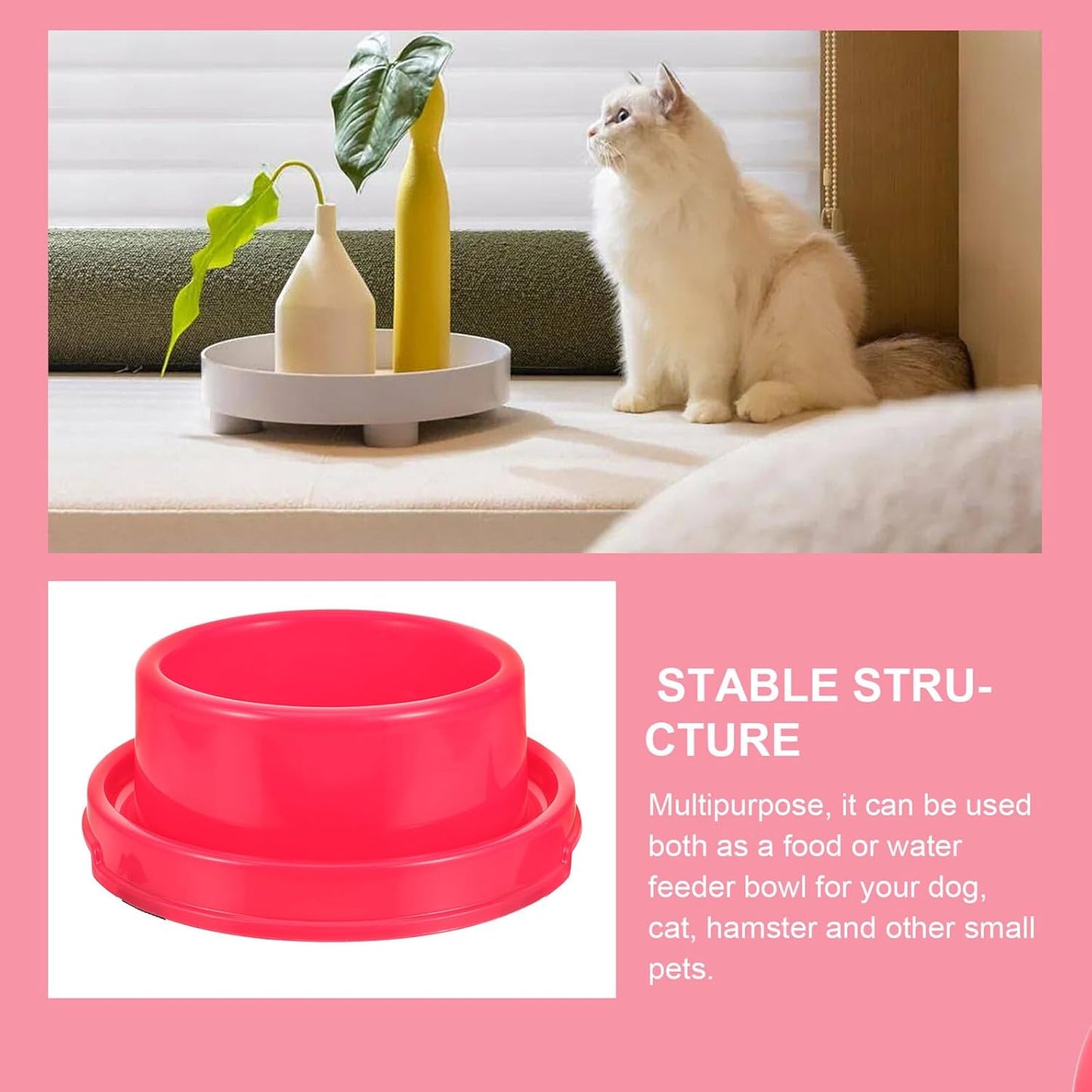 Milisten Dog Feeding Bowl Plastic Pet Feeder Red Round Dog Food Container Single Bowl for Puppies