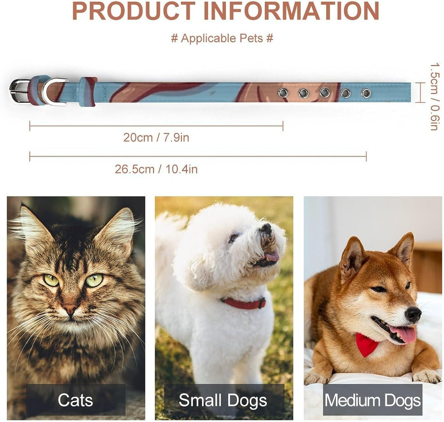 Animal Cute Brown Otters Dog Collar with Buckle Adjustable Martingale Pet Collars Cute Female Male Puppy Collar Soft Waterproof Cat Collars for Small Medium Dogs