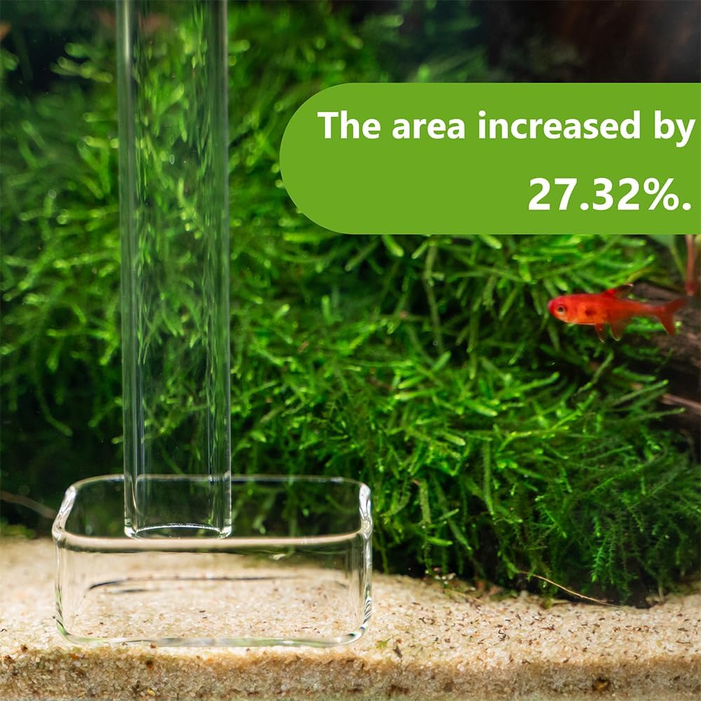 LINLAN 9.84 Inch Glass Shrimp Feeder, Aquarium Feeding Tube and Square Bowl with Two Suction Cups to Prevent Food from Spreading, for Crystal Shrimp and Cherry Shrimp