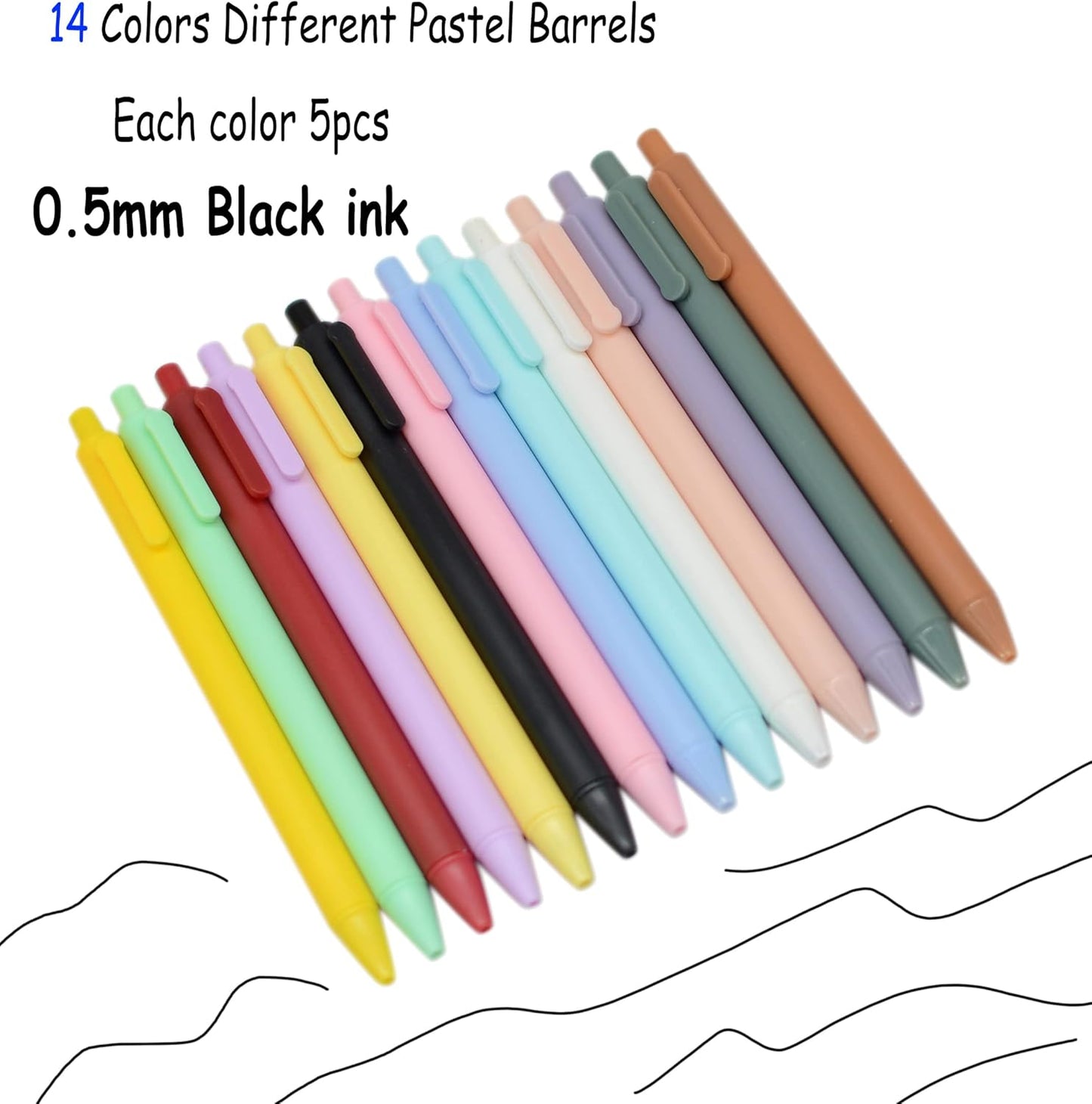YYaaloa 70pcs Cute Pens Black Gel Ink Pens Retractable 0.5mm Gel Pens Bullet Point Nice Gifts Fun Pens for Women Office Supplies