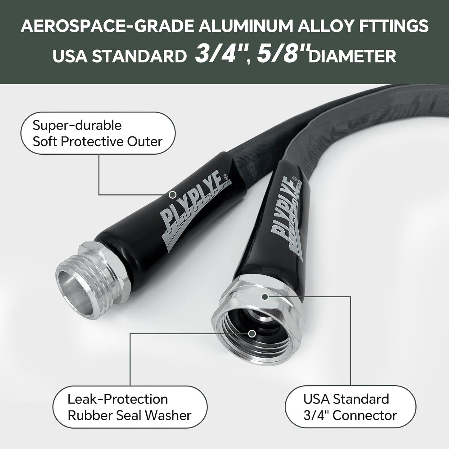 Garden Hose 25ft, Made of TPU(Not PVC), Ultra-Light & Flexible Water Hose, Non-Shrinking, Easy to Store, Drinking Water Safe Material, All-weather, Black&Gray