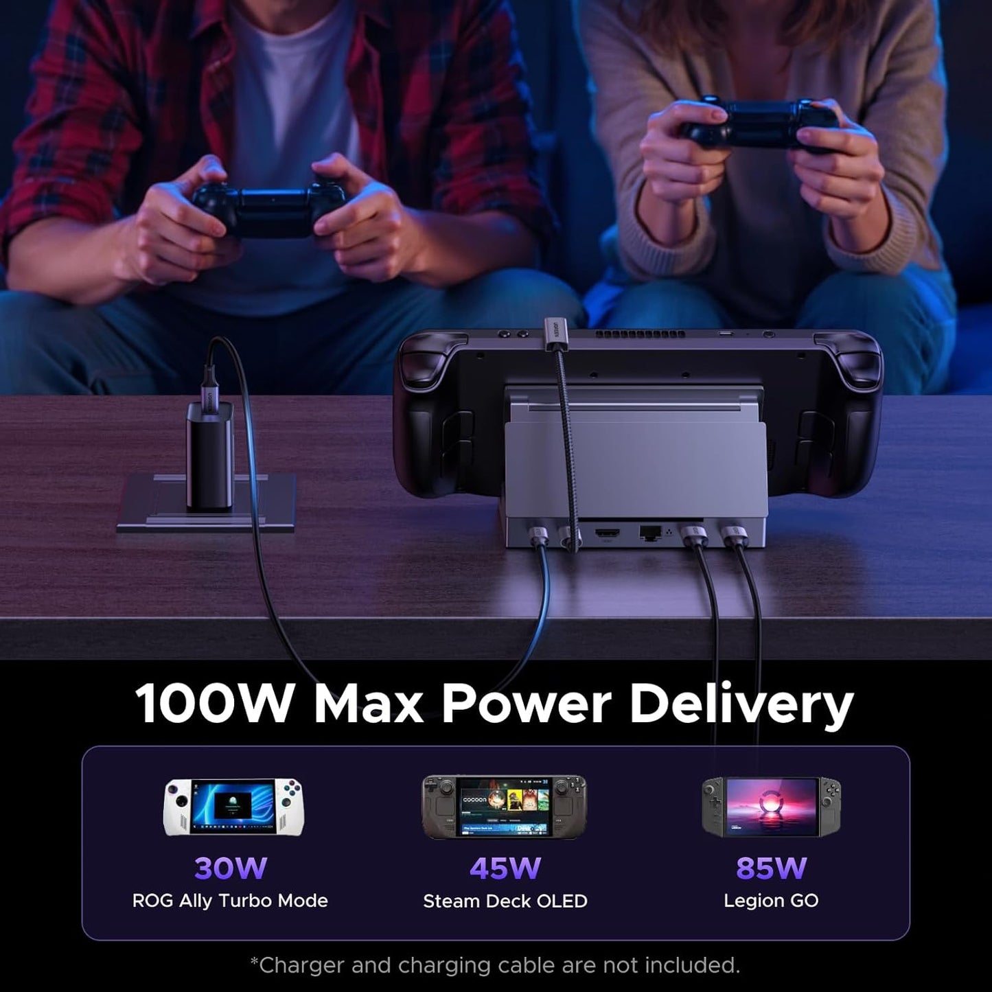 UGREEN Steam Deck Dock 6-in-1 4K@120Hz HDMI 2.1, 100W PD, USB-A & USB C 3.0, Gigabit Ethernet, Dock for Rog Xbox Ally 2025, Steam Deck, ROG Ally, Region Go, MacBook
