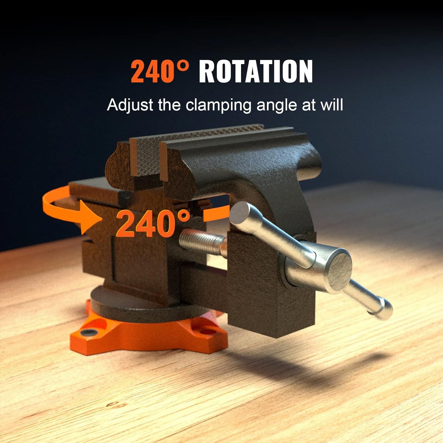 VEVOR Bench Vise, 4.5-inch Jaw Width 3.3-inch Jaw Opening, 240-Degree Swivel Locking Base Multipurpose Vise w/Anvil, Heavy Duty Cast Iron Workbench Vise w/Bolts & Nuts, for Drilling, Pipe Cutting
