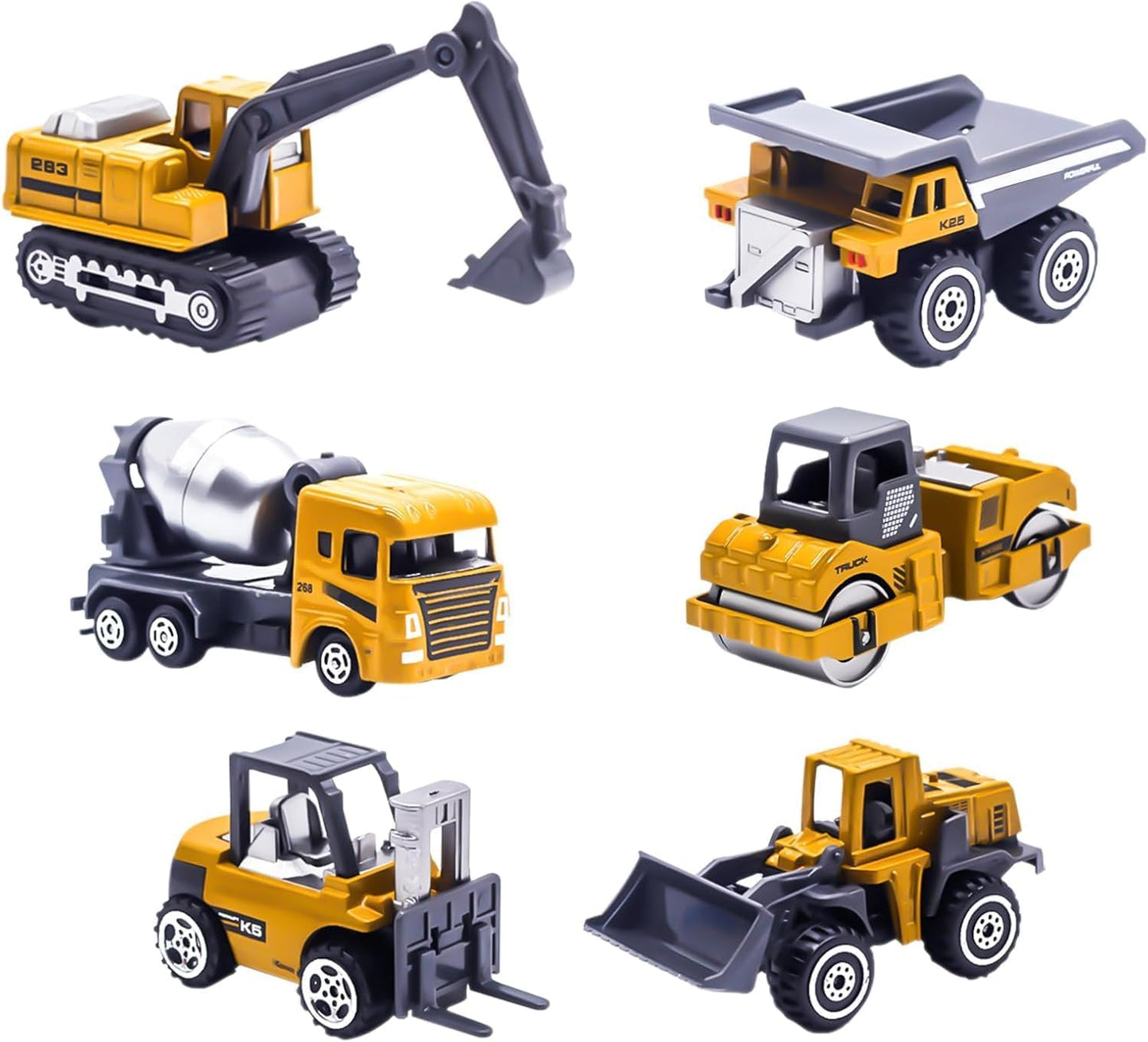 6Pcs Construction Toys Easter Gifts, Alloy Diecast Construction Truck Toys for 3-9 Years Old Boys, Forklift, Excavator, Dump Truck Tractor Toy Playset for Kids Toddlers Birthday Party Favors