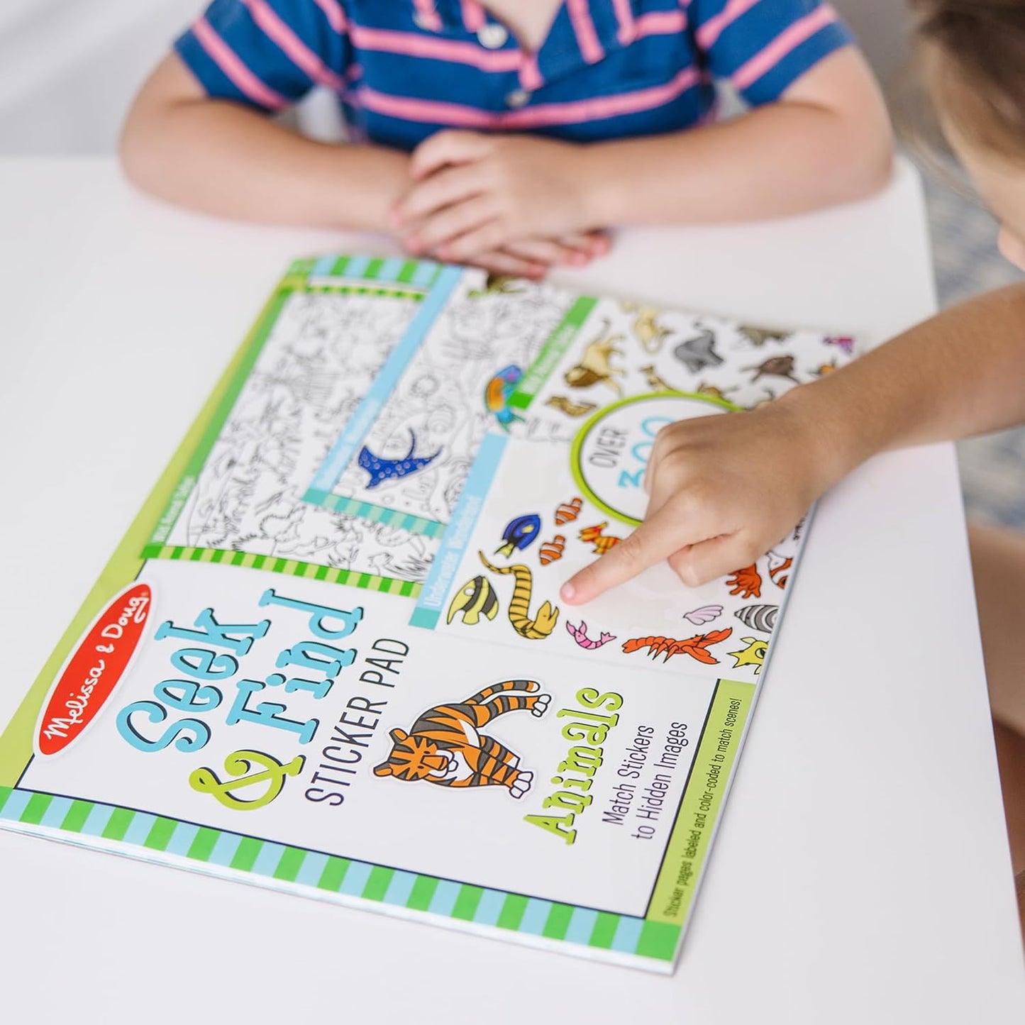 Melissa & Doug Seek & Find Sticker Pad – Animals, 400+ Stickers & 14 Scenes to Color, Search & Find Sticker Activity Pad for Coloring & Matching, Creative Learning Toys for Kids 4+ - FSC Certified