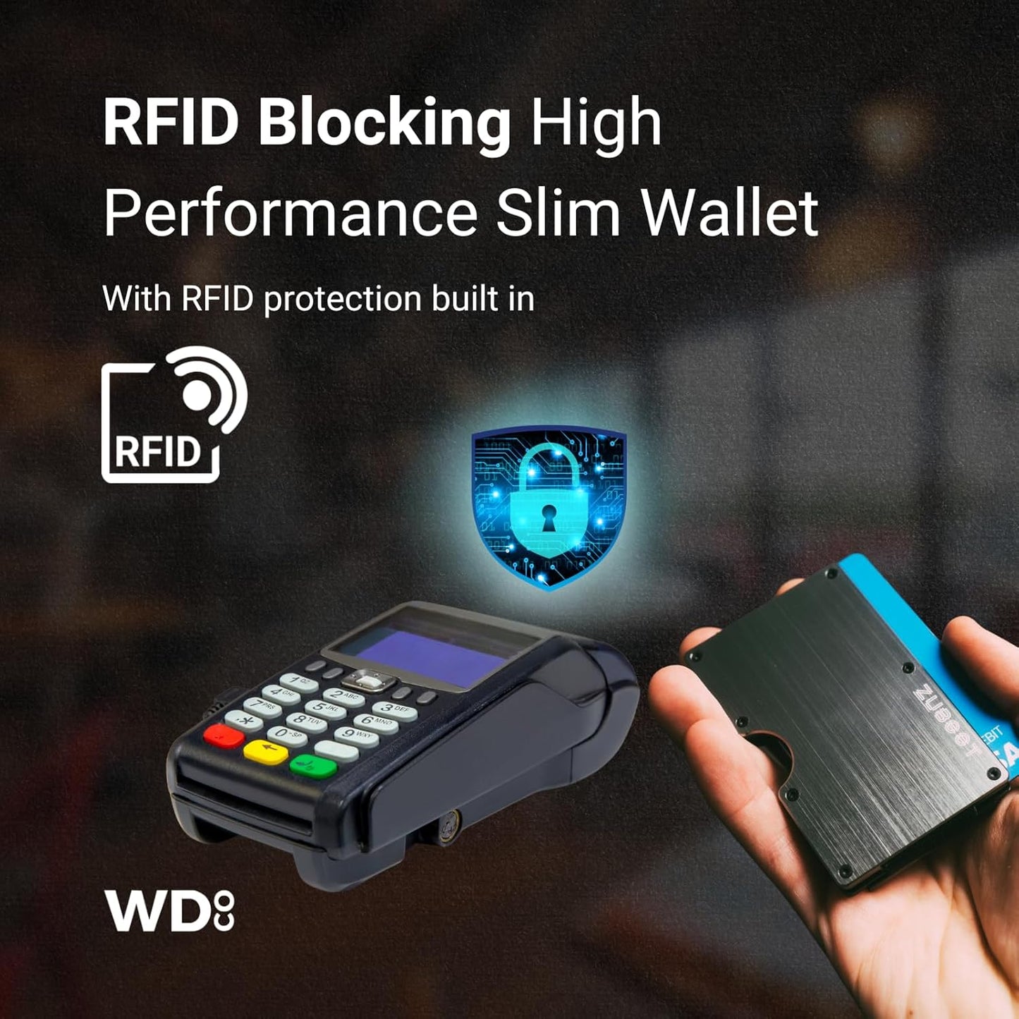 Aluminum RFID Wallet for Men – Slim Black Metal Front Pocket Card Holder with Built-In Cash Clip – Durable, Lightweight Minimalist Wallet for Everyday Carry (Black, Holds 16 Cards)