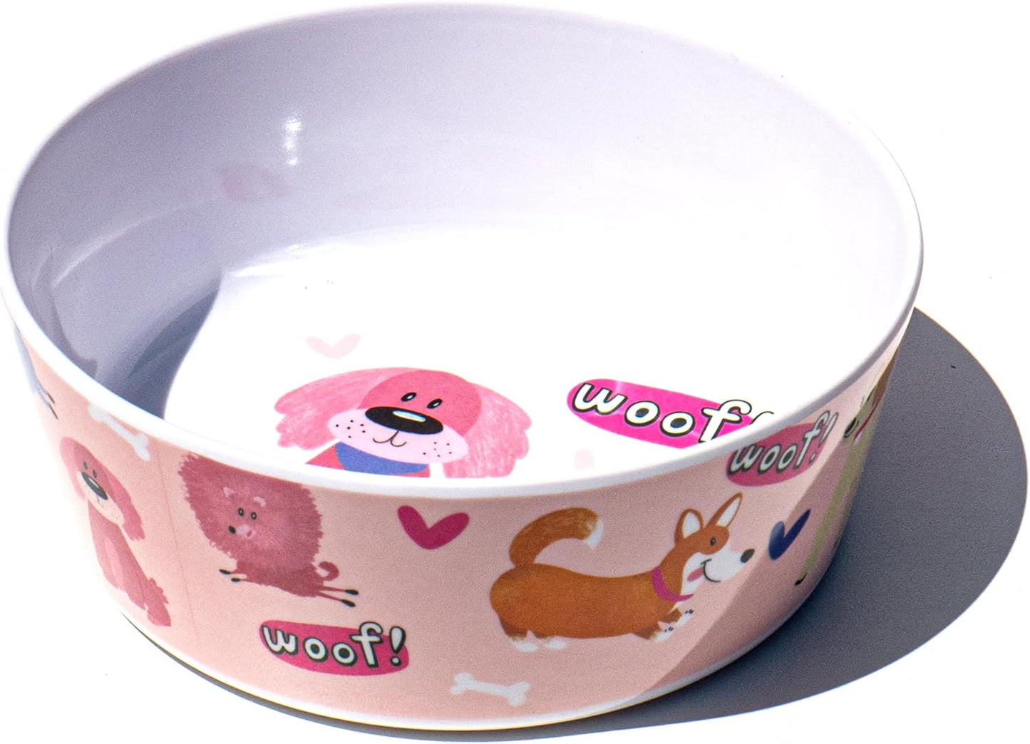Whimsy Dogs Melamine Pet Bowl - Small - 1.5 Cups - Pink - Set of 2