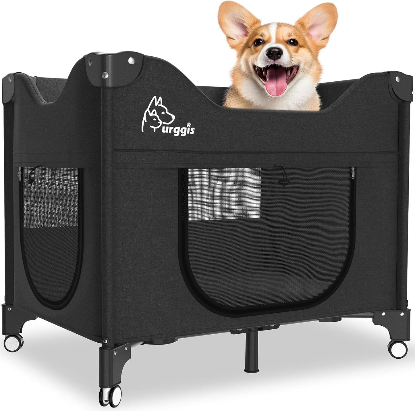 Upgraded Dog Bunk Bed, Portable Bedside Lounge Pet Bed, Dog Beds Attachment to Human Bed, Bedside Dogs Bed for Small, Medium Cats & Dogs, Pet Window Perch- Black