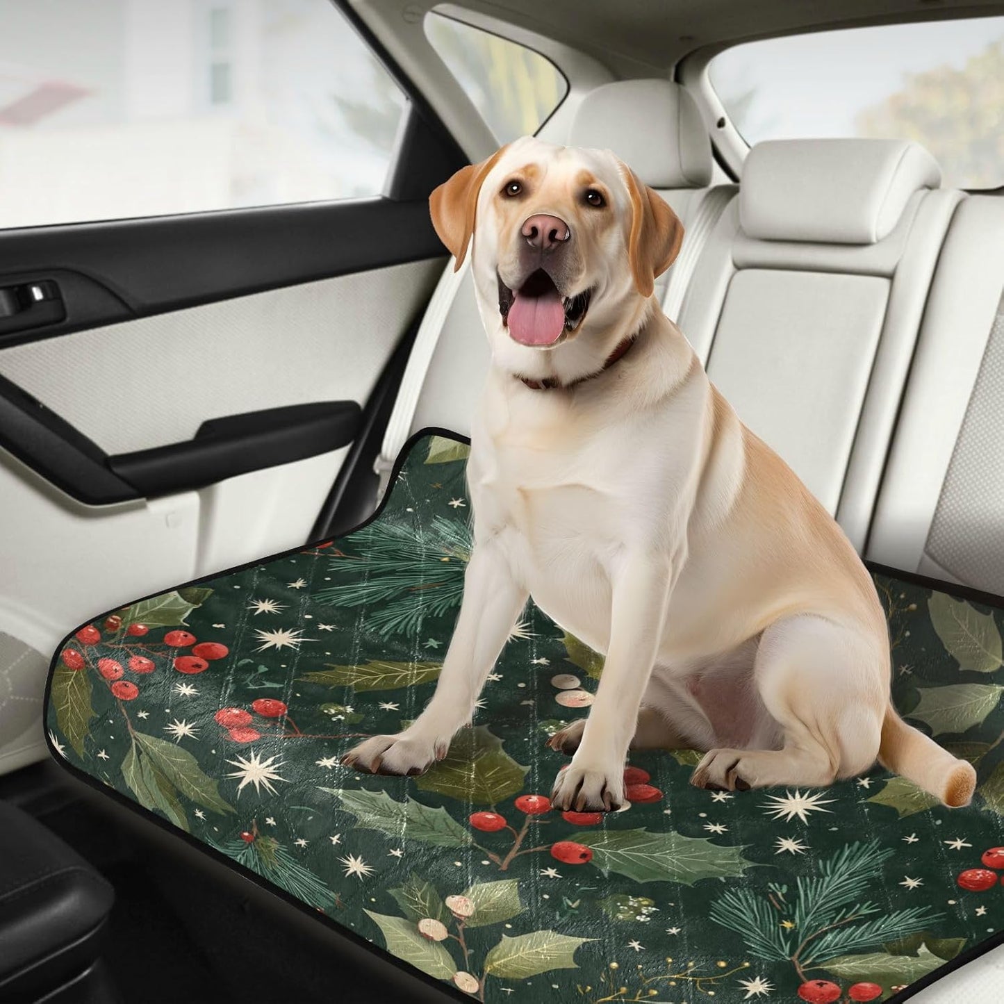Green Christmas Holly Berries Pine Needles Leaves Washable Pee Pads for Dogs Reusable Puppy Pad 3Pack Super Absorbent Non Slip Lightweight Protect Small Pet Pads Couch Playpen Housebreaking 2
