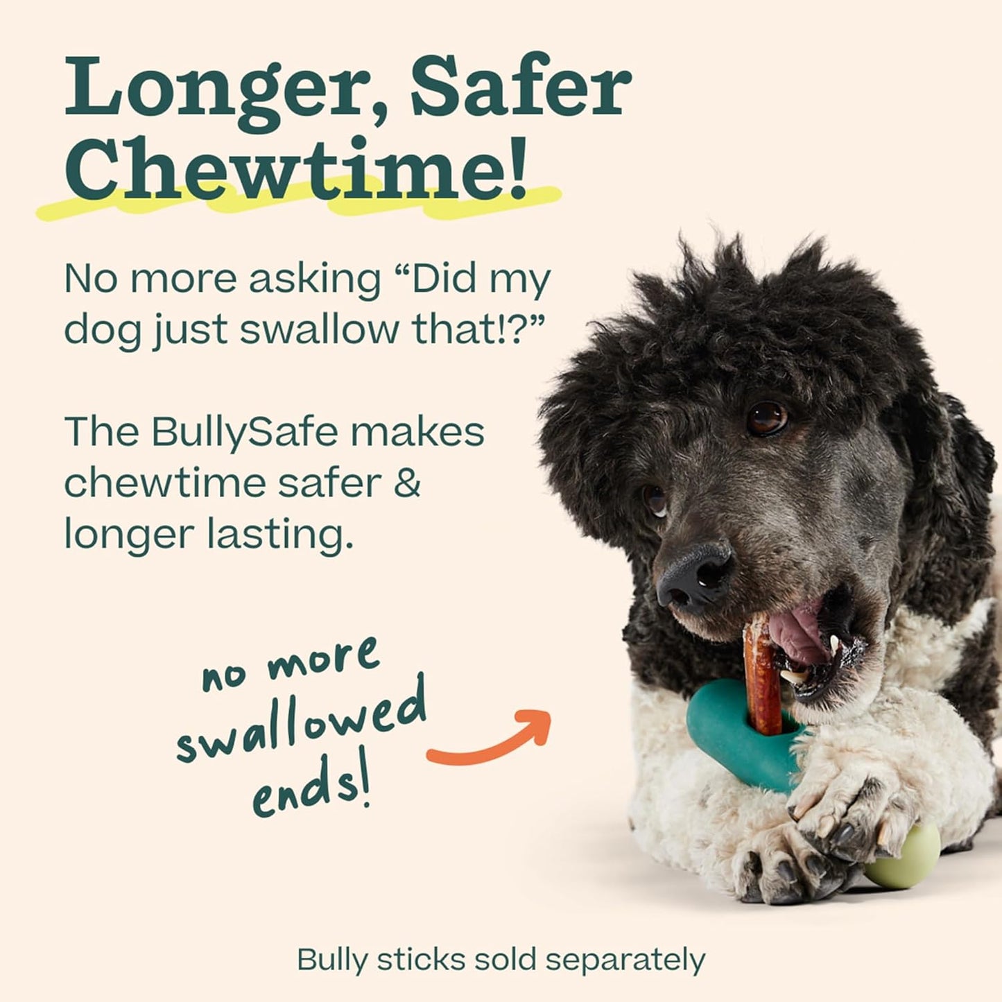 WOOF BullySafe - Bully Stick Holder - Durable Dog Chew Holder for Safe, Long-Lasting Play - Easy to Clean - No More Swallowed Ends - for Dogs 10+ lbs