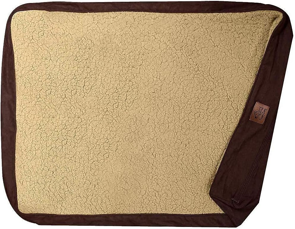 Floppy Dawg XL Dog Bed Replacement Cover. Removable and Machine Washable Cover for Mattress and Rectangular Pillow Beds. 48L x 30W. Brown with Beige Top