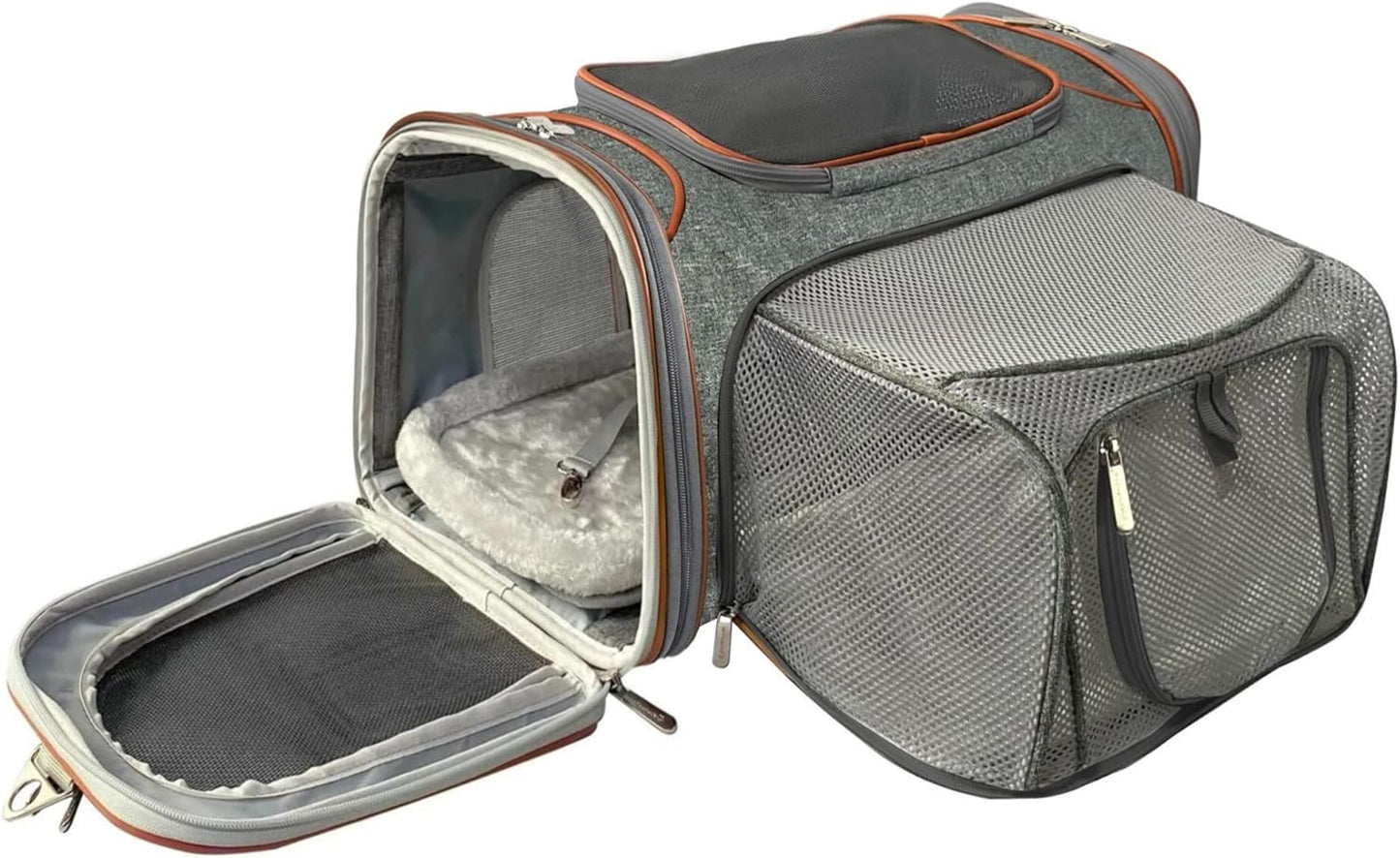 Mr. Peanut's Expandable Airline Approved Soft Sided Pet Carrier, Luxury Travel Tote with Premium Auto Self Locking Zippers, 18LX10.5WX11 H (Twilight Grey)