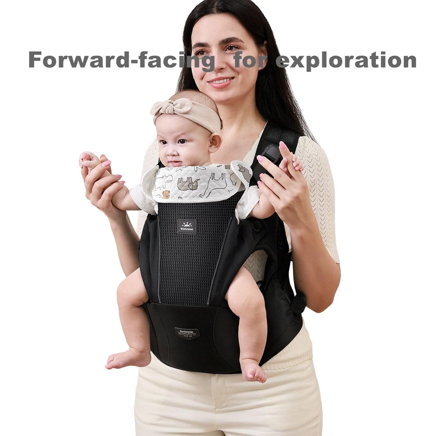 SUNVENO Hip Seat Baby Carrier for Toddler, Baby Carrier with Hip Seat, Patented Ergonomic Support for Heavy Babies, Lightweight Breathable Design, 7-45 lbs