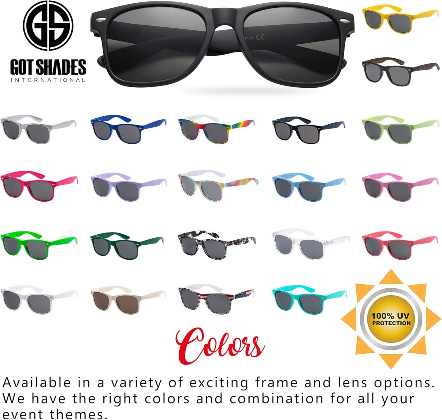 UV Protection Sunglasses Men & Women – Lightweight & Durable Unisex 80’s Retro Shades with Flexible Hinges, Bulk 10-Pack