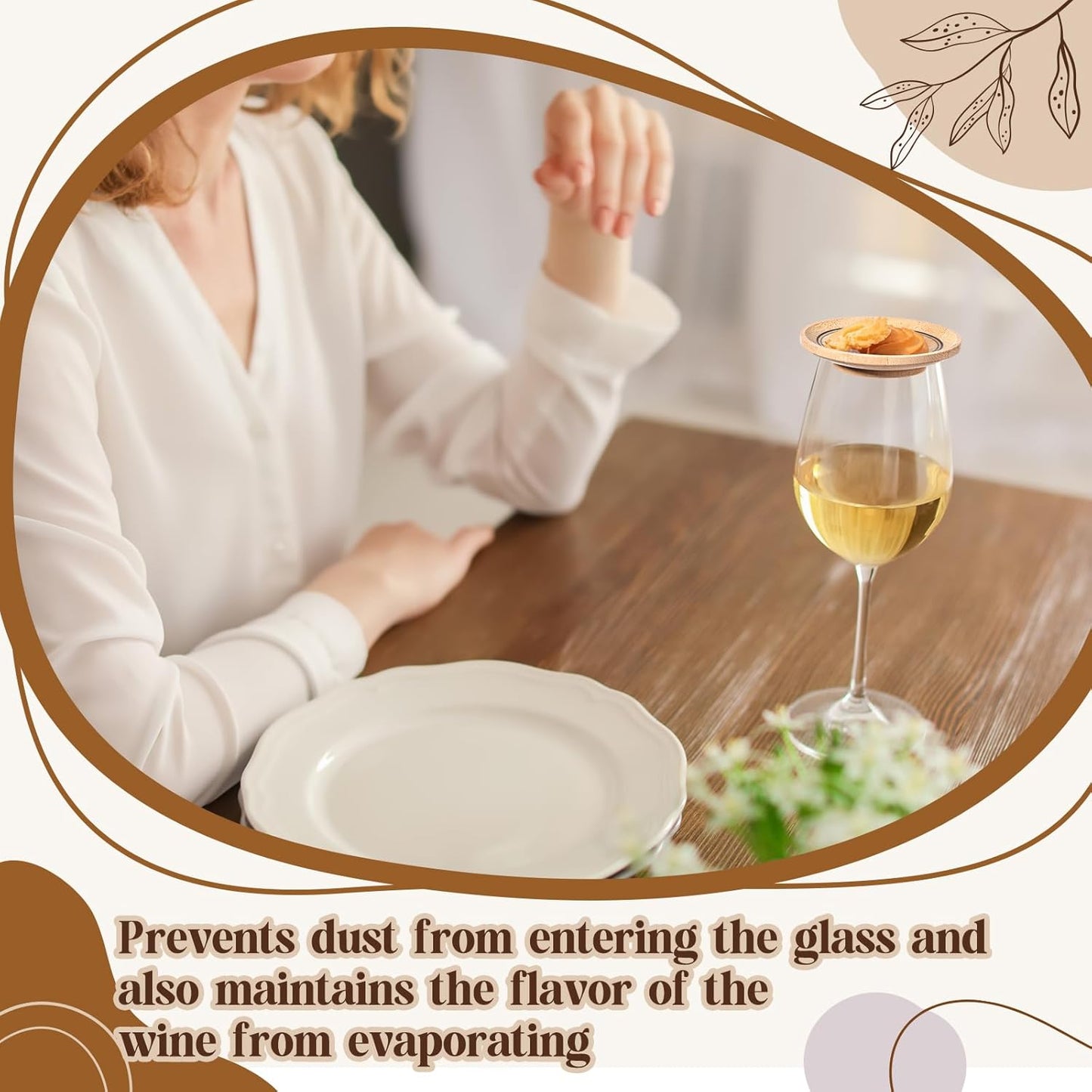 Tessco 8 Pcs Wine Glass Charcuterie Topper Plates Gift Wine Glass Covers Bamboo Wine Glass Topper Coasters Plate Wine Glass Charcuterie Board Topper for Wine Accessories Housewarming Gift Restaurants