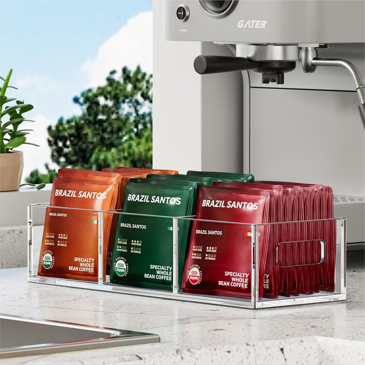 Tea Bag Organizer, Small Clear Tea Bag Holder for Drawer Kitchen Cabinets Pantry Countertops Organizers Storage, BPA-Free Acrylic Coffee Pods, Sugar Packets,Plastic Teabag Bins Home Organizer
