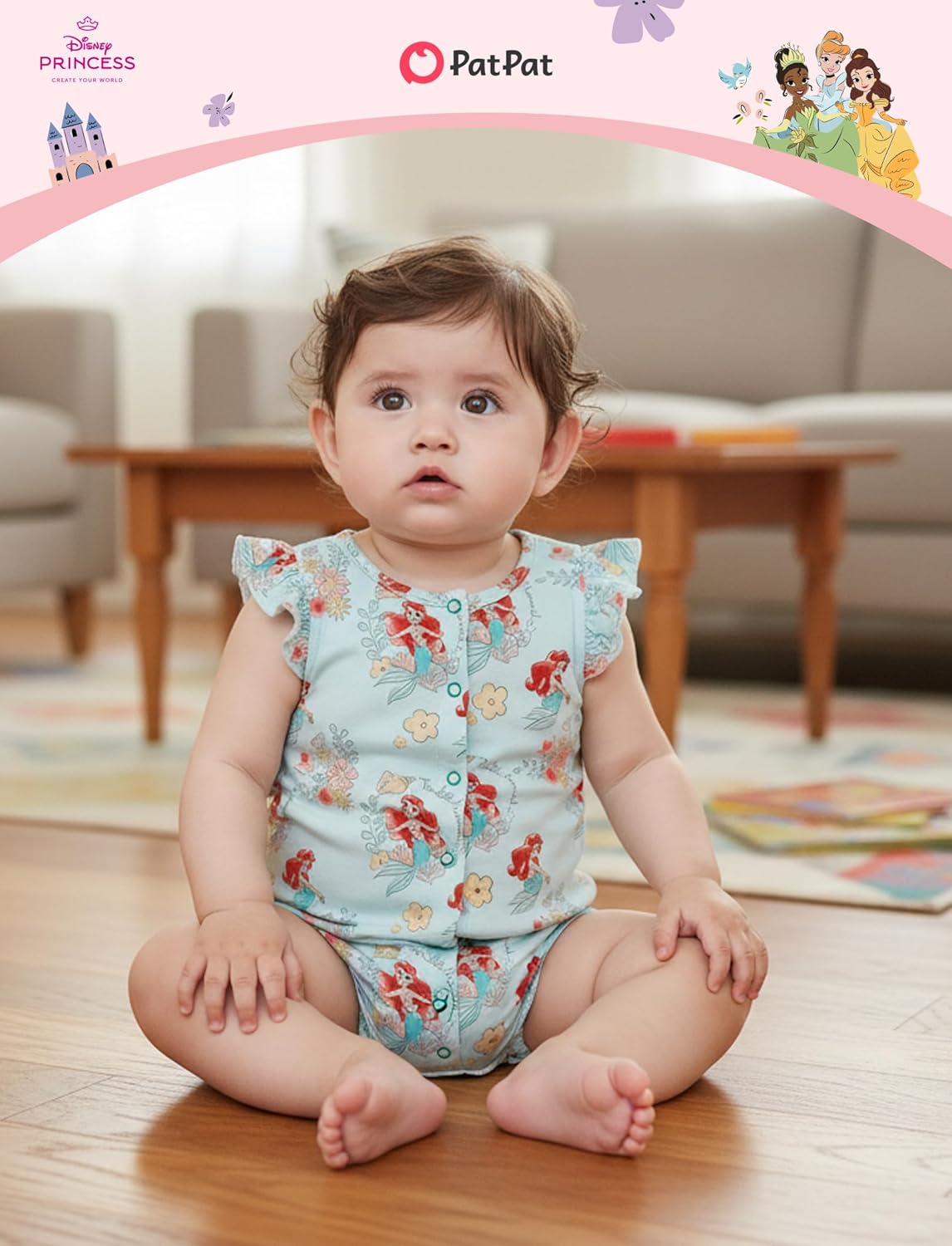 Disney Baby Girls Viscose Made from Bamboo 2 Packs Breathable Bodysuit with Ruffle Sleeves Romper Newborn to Infant